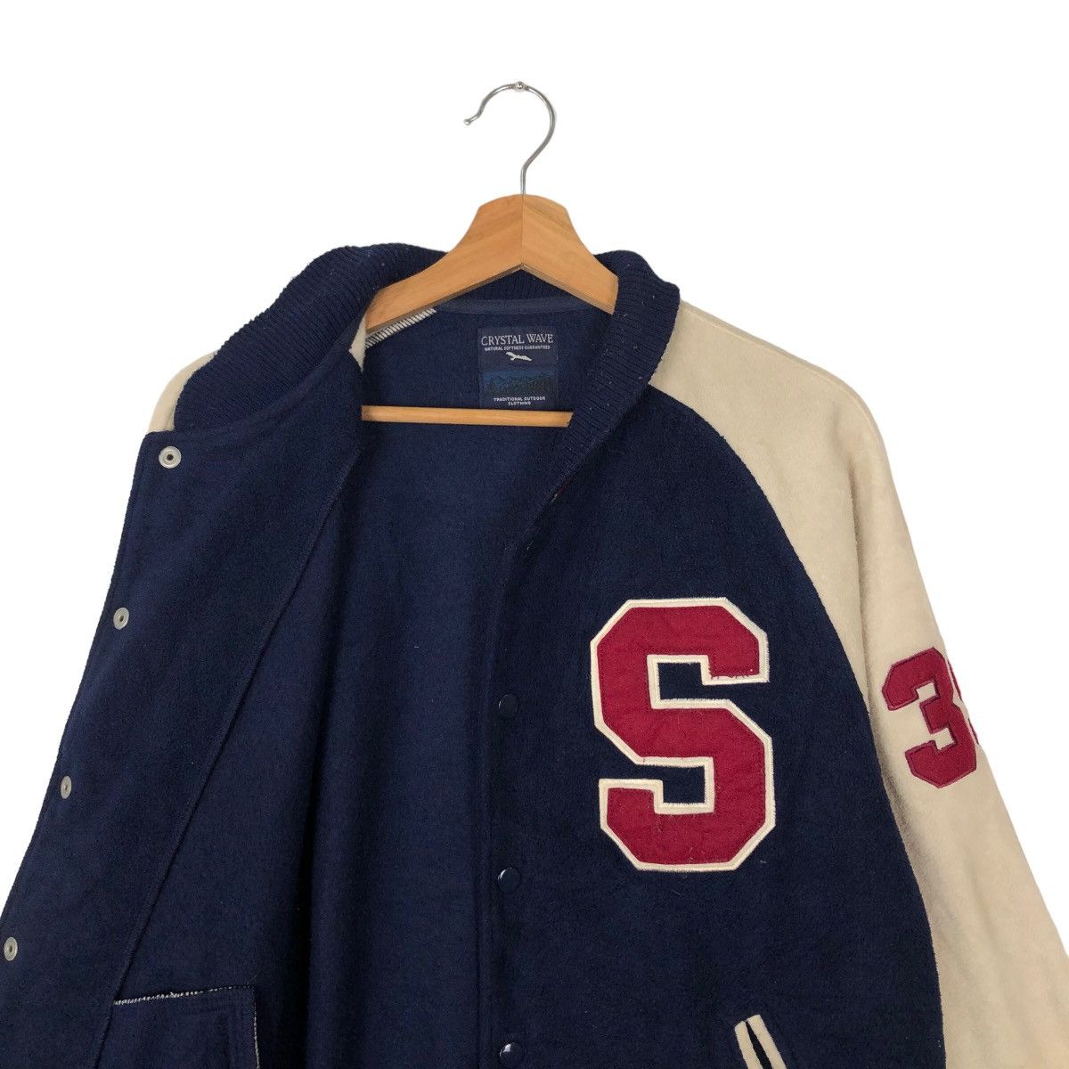 Japanese Brand VINTAGE VARSITY JACKET CRYSTAL WAVE BIG LOGO Size US L / EU 52-54 / 3 - 10 Thumbnail