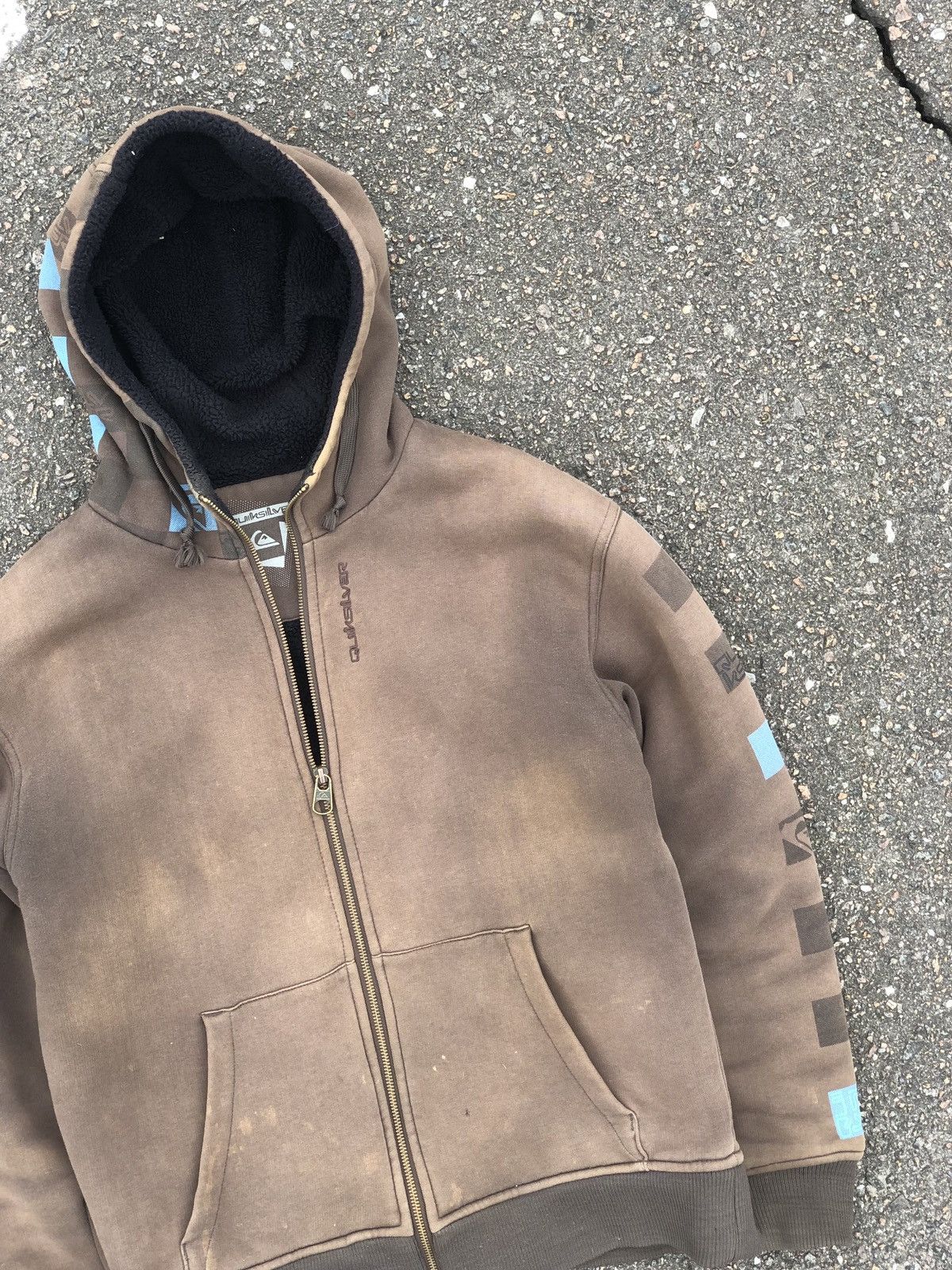 Quiksilver × Vintage Vintage Y2K Quiksilver Fleece Sun Faded Brown Zip Hoodie Size US M / EU 48-50 / 2 - 2 Thumbnail