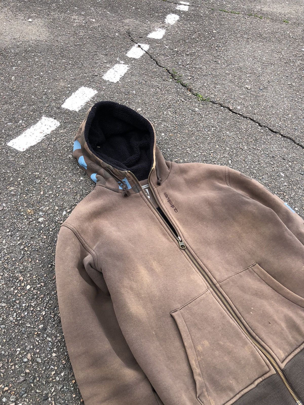 Quiksilver × Vintage Vintage Y2K Quiksilver Fleece Sun Faded Brown Zip Hoodie Size US M / EU 48-50 / 2 - 3 Thumbnail