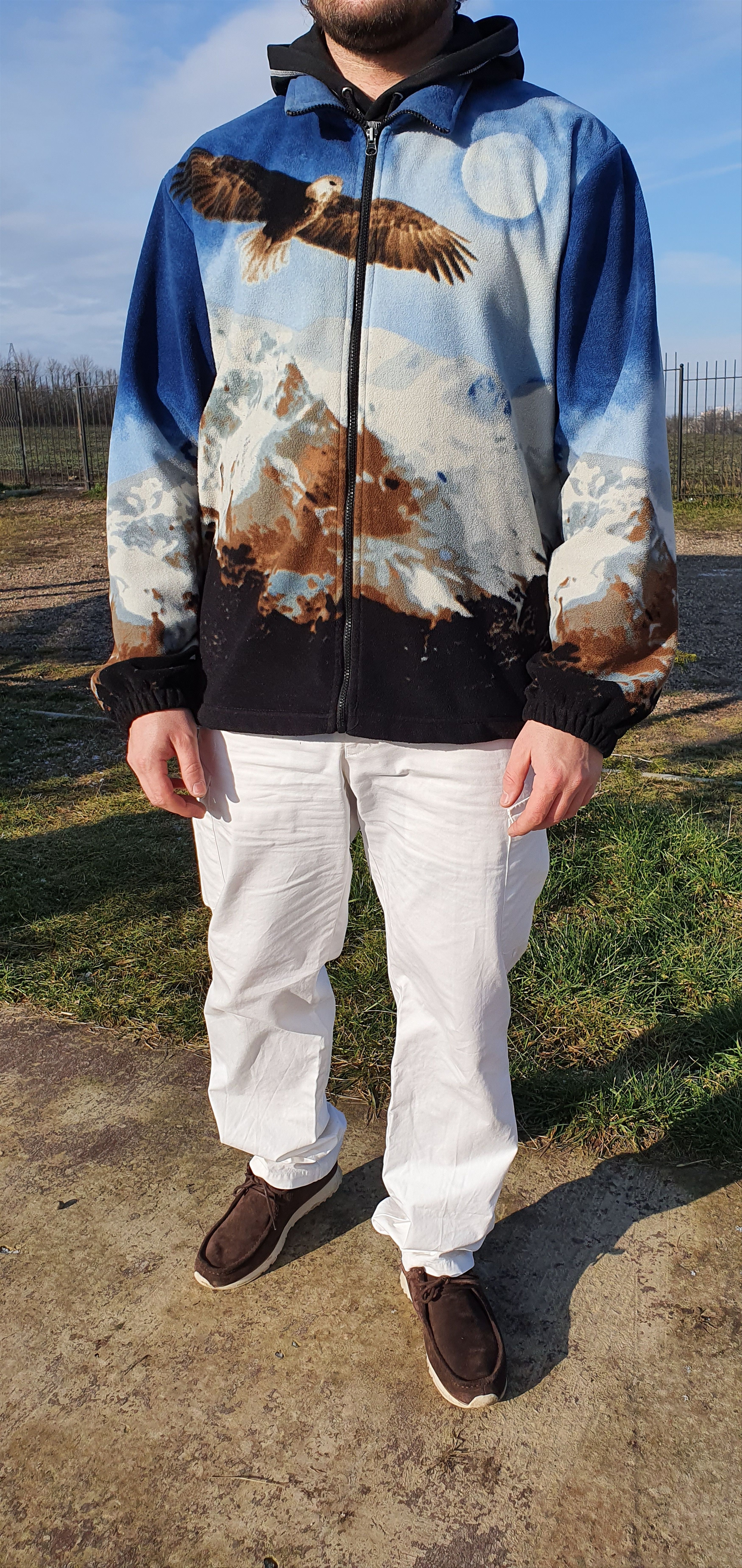 Vintage Vintage Nature Eagle Mountain Print Fleece Light Jacket Size US XL / EU 56 / 4 - 6 Thumbnail