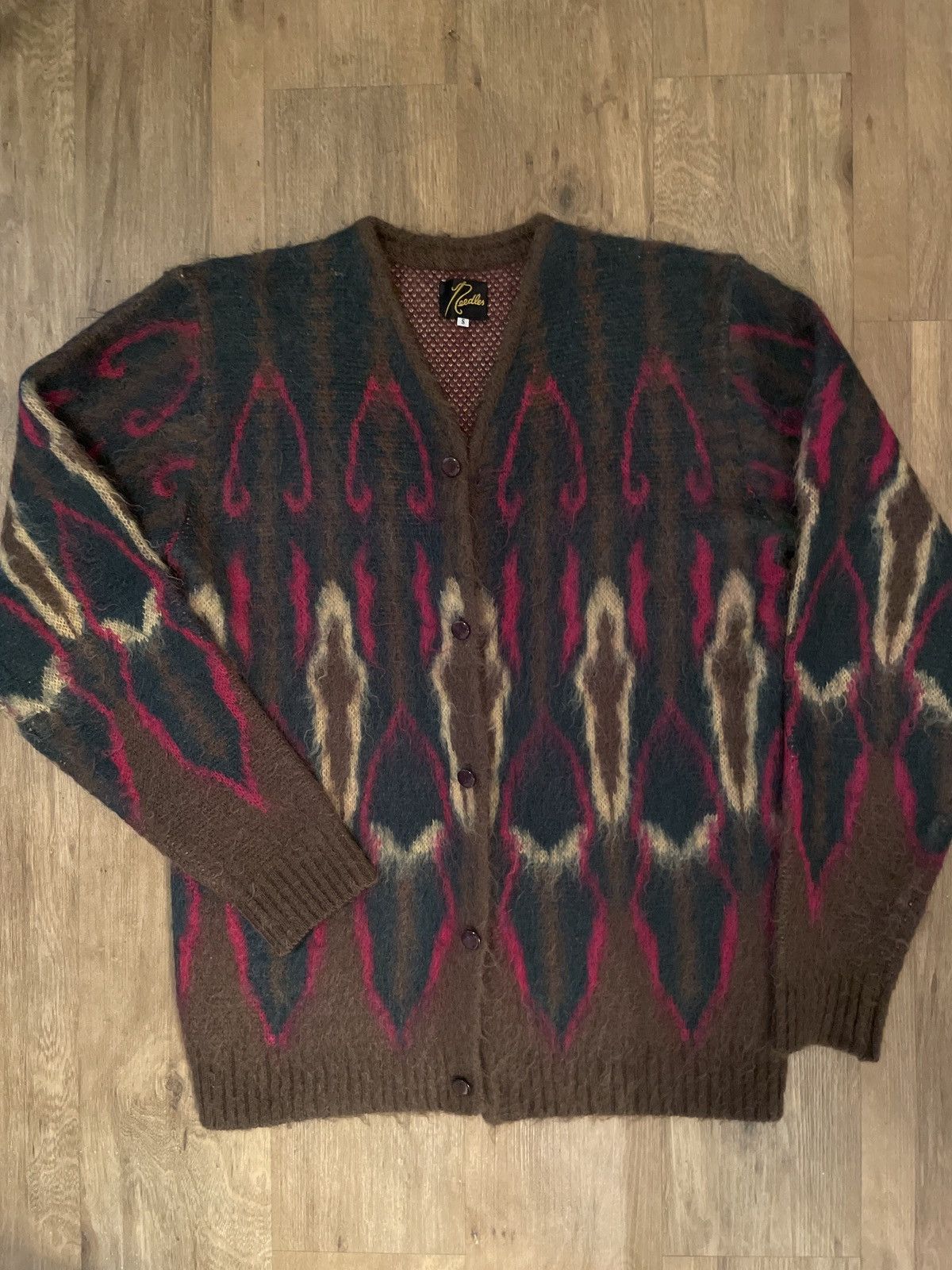 image of Needles Psychadelic Cardigan in Brown, Men's (Size Small)