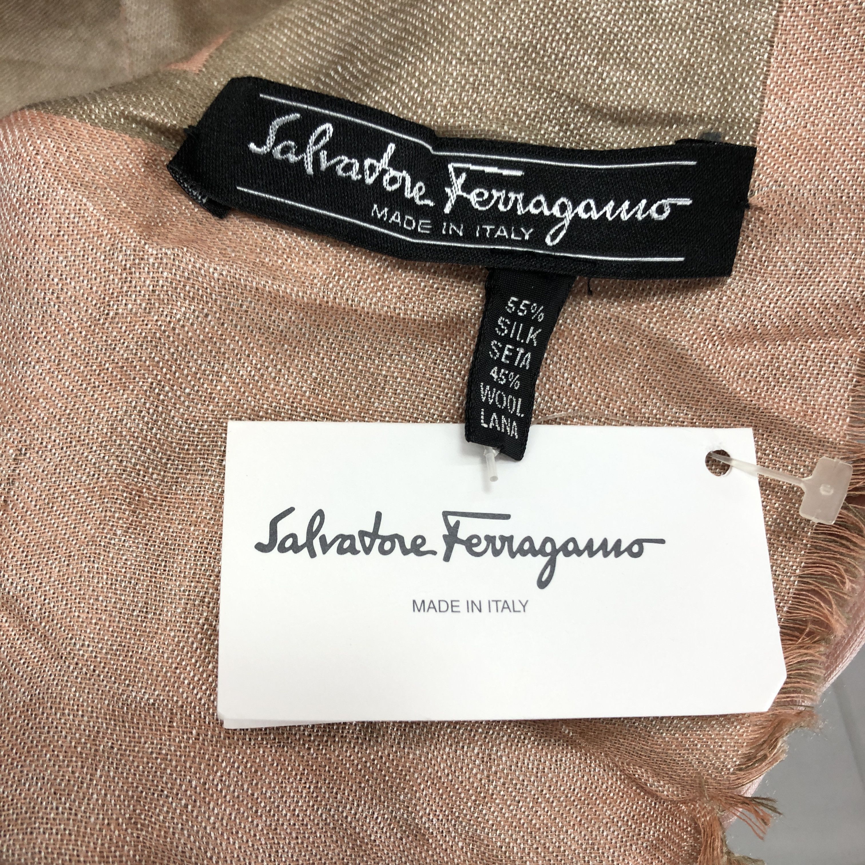 Salvatore Ferragamo FERRAGAMO Silk Wool Scarf Muffler #0952/AG Size ONE SIZE - 5 Thumbnail