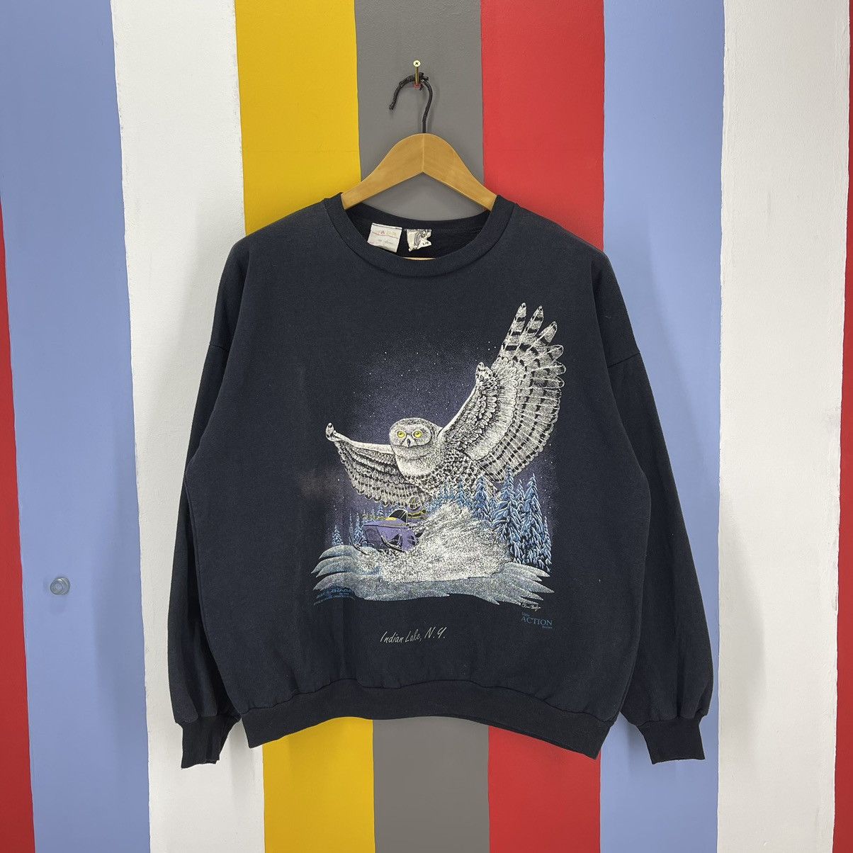Barracuda 90s Vintage BARA-QU-DA Indian Lake Serie Sweatshirt #1108/AM Size US L / EU 52-54 / 3 - 1 Thumbnail