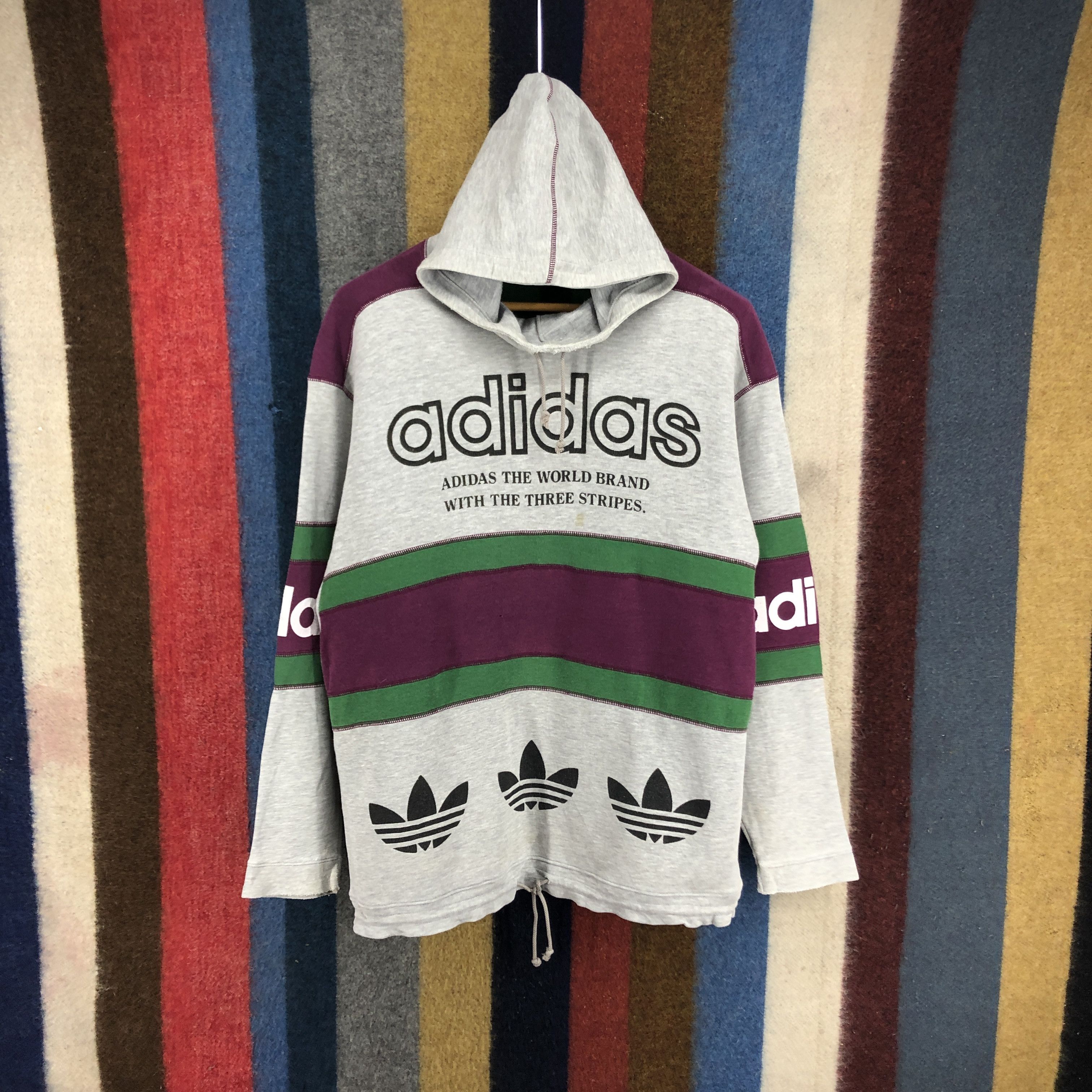 Adidas 90s Vintage ADIDAS TRIFOIL Hoodie Pullover #2718-98 Size US M / EU 48-50 / 2 - 1 Thumbnail