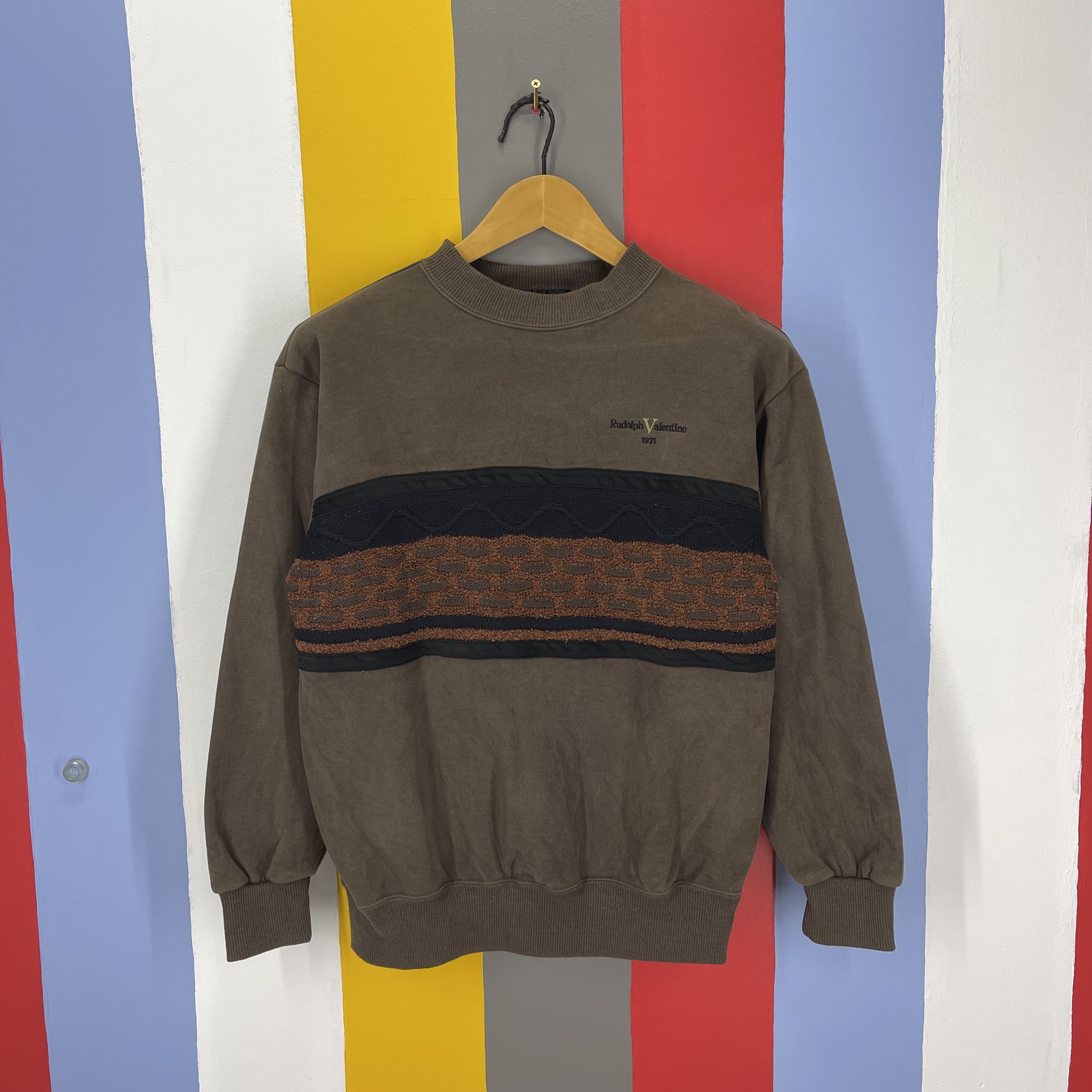 image of Italian Designers Rudolph Valentino Crew Neck Sweatshirt 1243/aq in Brown, Men's (Size Small)