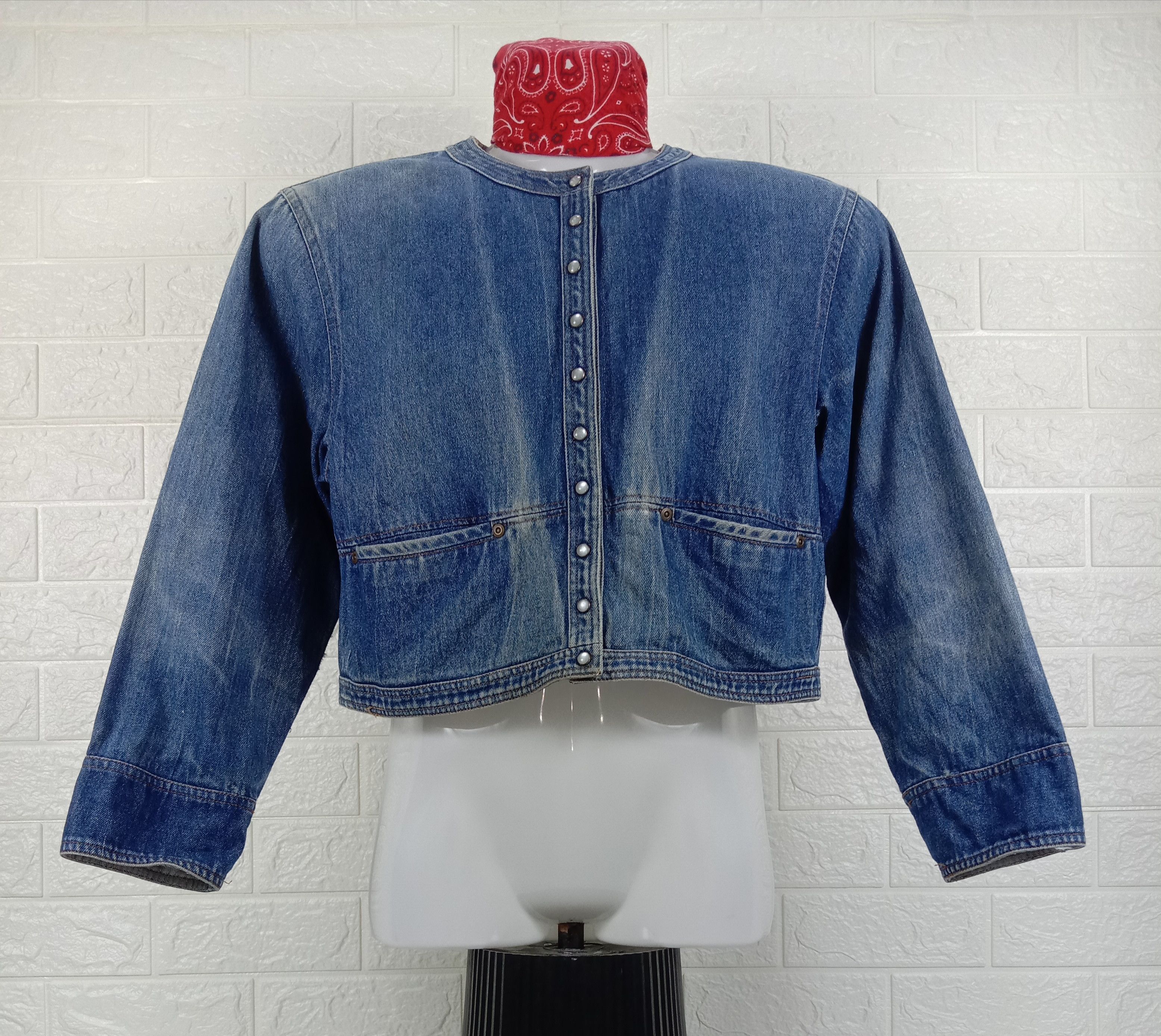 image of Vintage Tour De Ville Pearl Snap Button Denim Jacket in Blue, Women's (Size Medium)