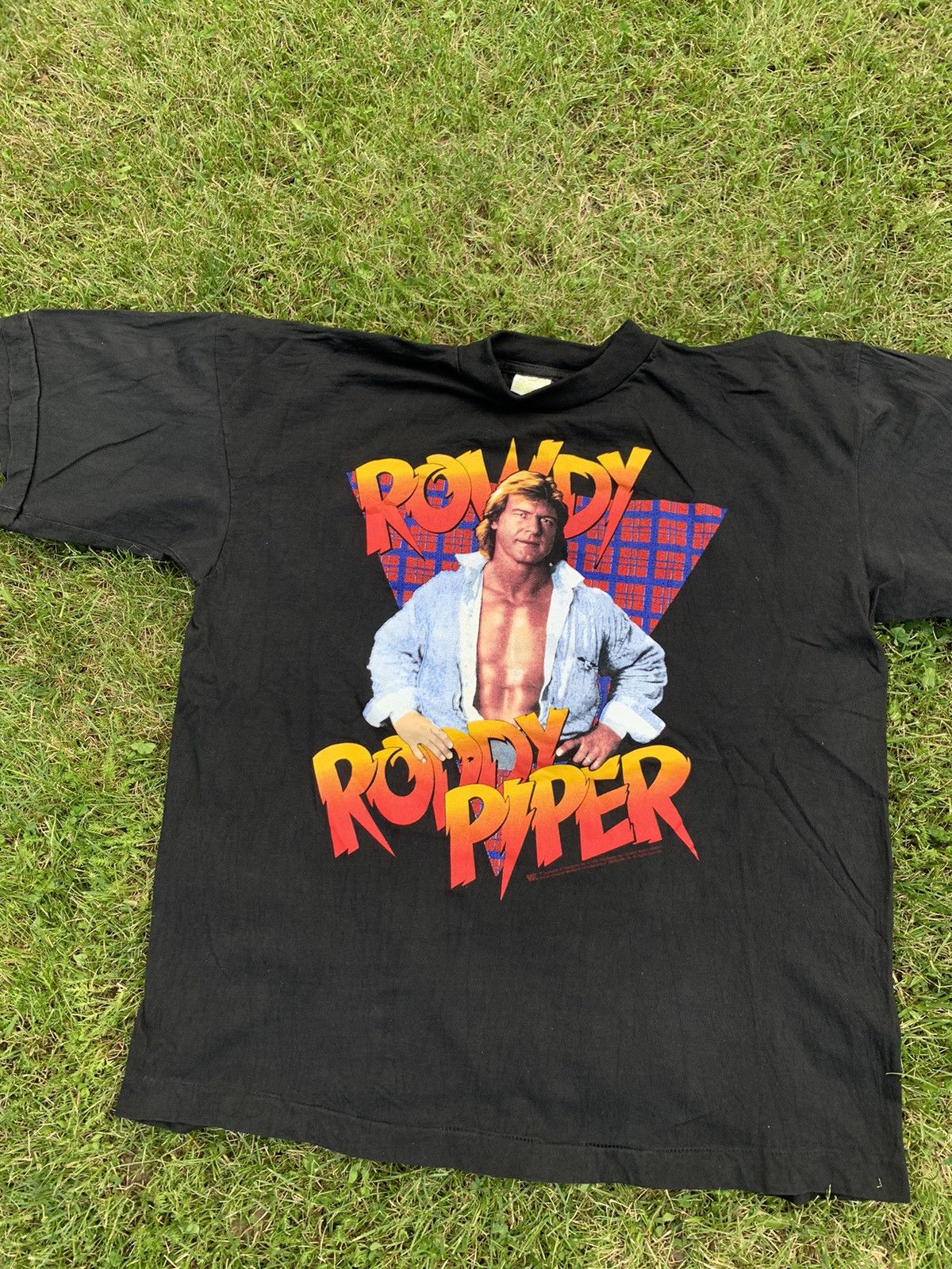 Vintage 1991 Rowdy Roddy Piper Wwe Wwf Rampage Tour Tee - Tops