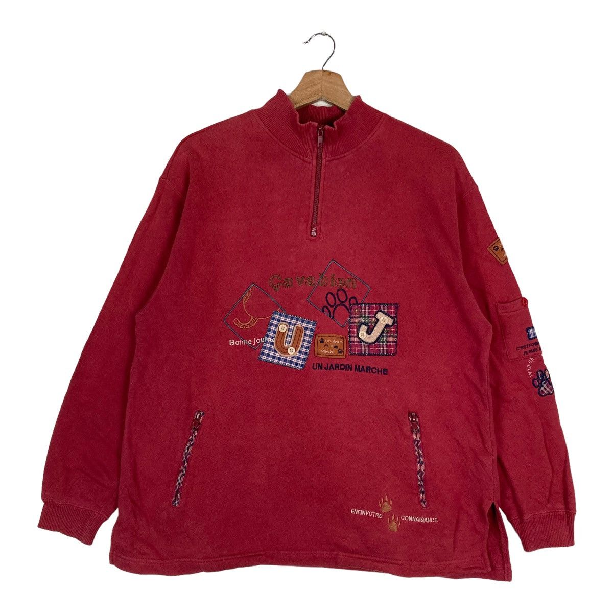 Vintage Vintage C’est Tout Quarter Zip Pullover Jumper Sweatshirt Size US L / EU 52-54 / 3 - 1 Thumbnail