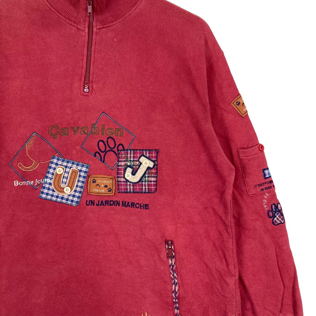 Vintage Vintage C’est Tout Quarter Zip Pullover Jumper Sweatshirt Size US L / EU 52-54 / 3 - 3 Thumbnail