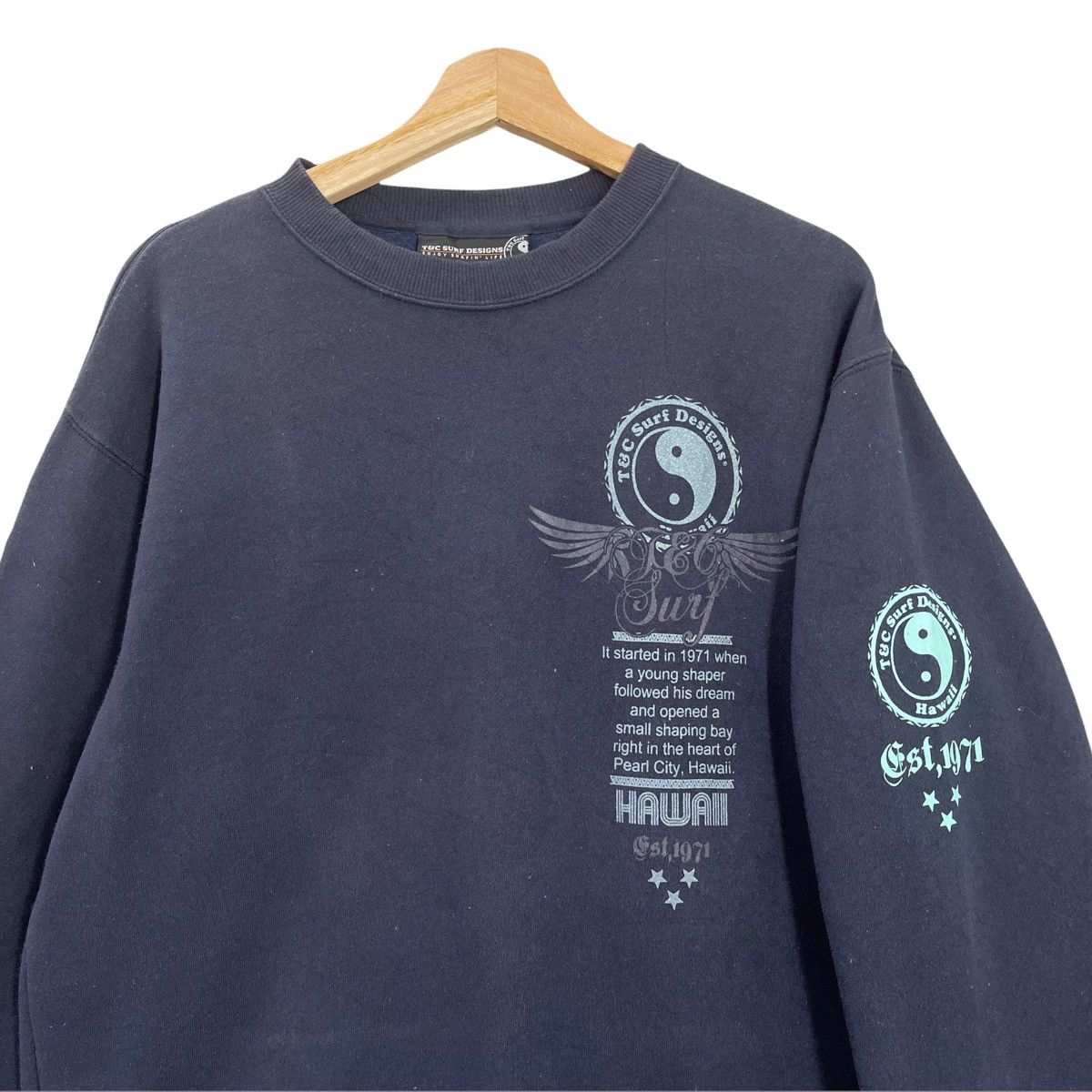 Vintage 90s TnC Hawaii Pearl City Surf Big Logo Crewneck Sweatshirt Size US M / EU 48-50 / 2 - 7 Thumbnail