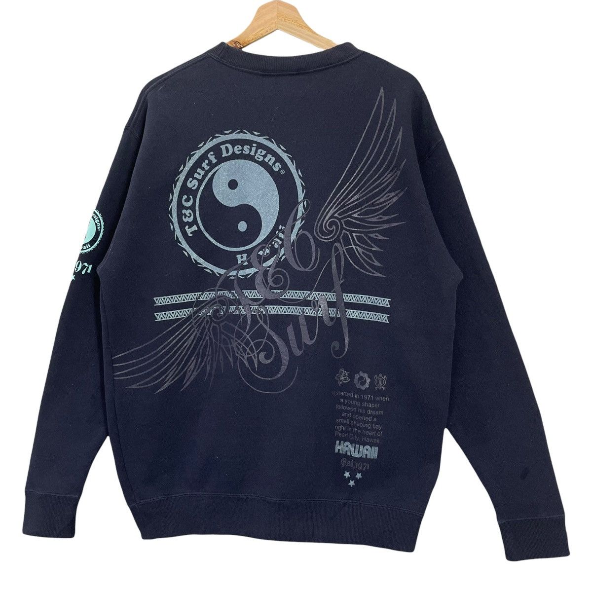 Vintage 90s TnC Hawaii Pearl City Surf Big Logo Crewneck Sweatshirt Size US M / EU 48-50 / 2 - 3 Thumbnail