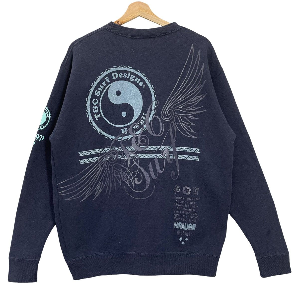 Vintage 90s TnC Hawaii Pearl City Surf Big Logo Crewneck Sweatshirt Size US M / EU 48-50 / 2 - 1 Thumbnail
