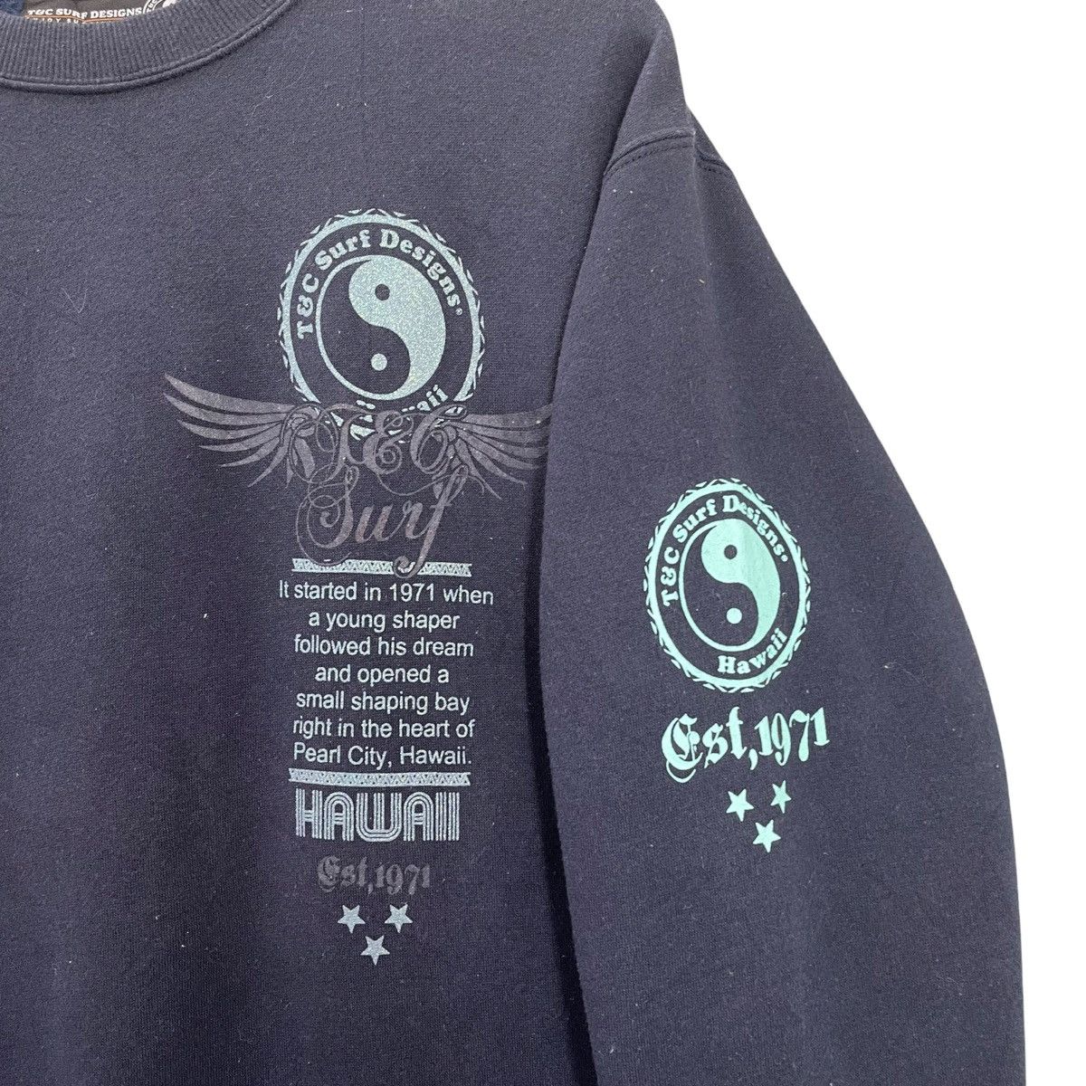 Vintage 90s TnC Hawaii Pearl City Surf Big Logo Crewneck Sweatshirt Size US M / EU 48-50 / 2 - 8 Thumbnail