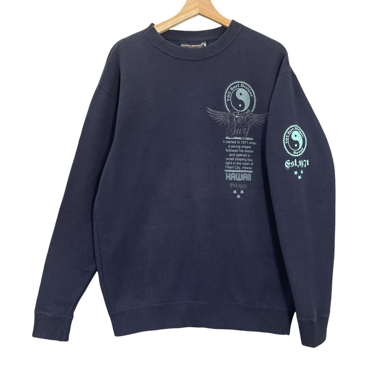 Vintage 90s TnC Hawaii Pearl City Surf Big Logo Crewneck Sweatshirt Size US M / EU 48-50 / 2 - 6 Thumbnail