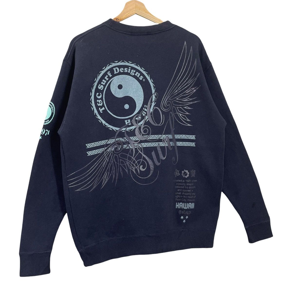 Vintage 90s TnC Hawaii Pearl City Surf Big Logo Crewneck Sweatshirt Size US M / EU 48-50 / 2 - 2 Thumbnail