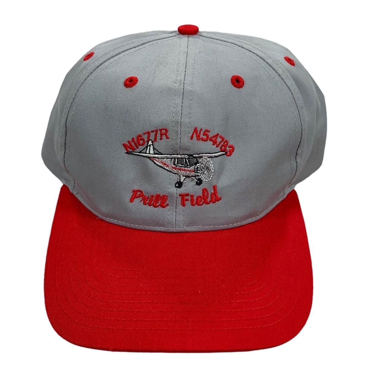 Vintage VTG Prill Field Air Plane Gray & Red Adjustable Snapback Hat Size ONE SIZE - 1 Thumbnail