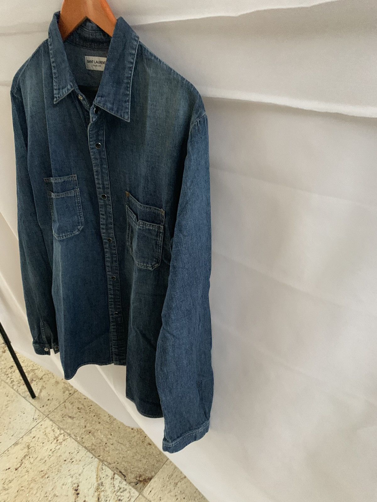 Saint Laurent Paris Denim Button Up in Medium Vintage Blue Size US S / EU 44-46 / 1 - 7 Thumbnail