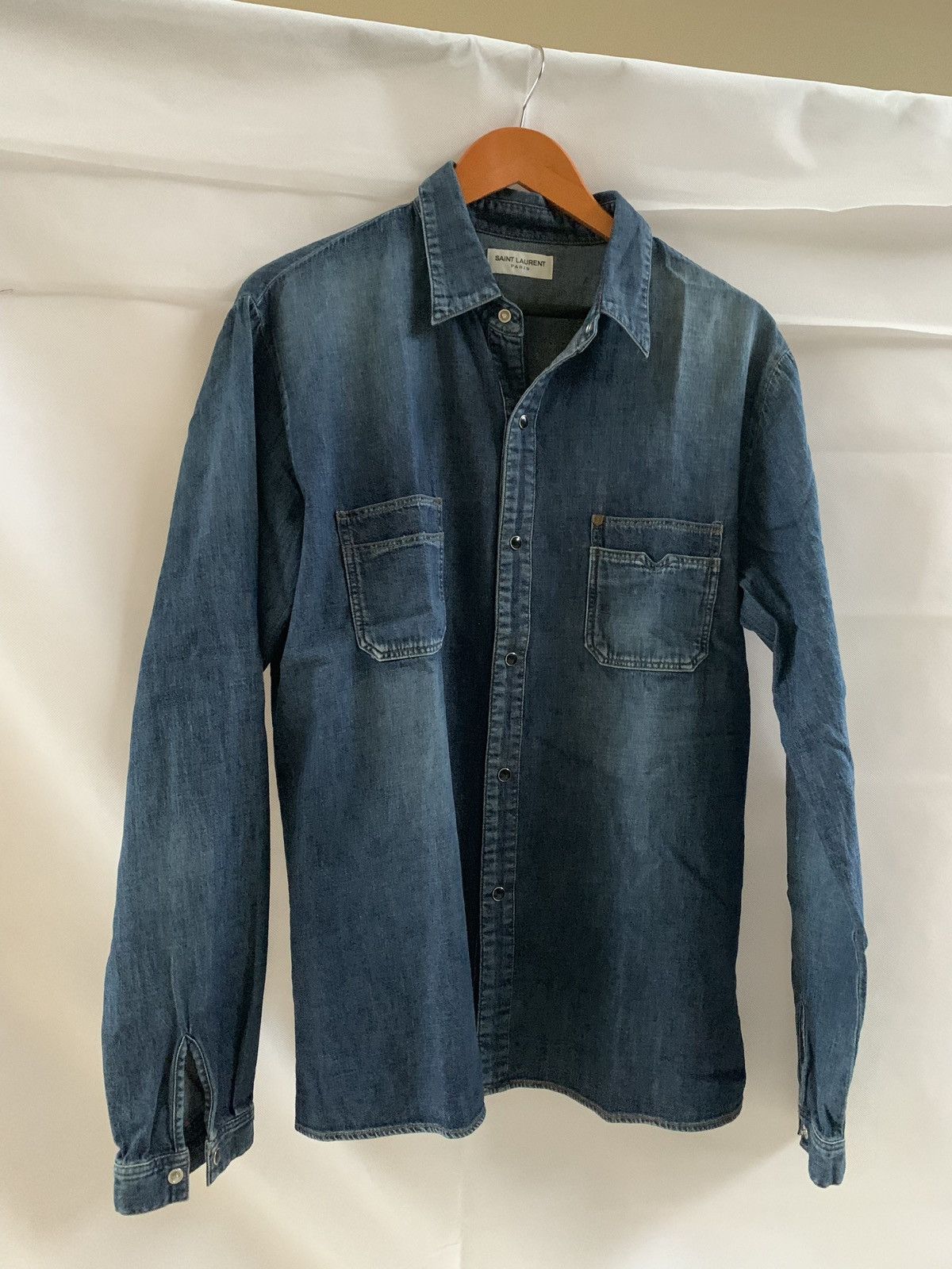 Saint Laurent Paris Denim Button Up in Medium Vintage Blue Size US S / EU 44-46 / 1 - 1 Thumbnail
