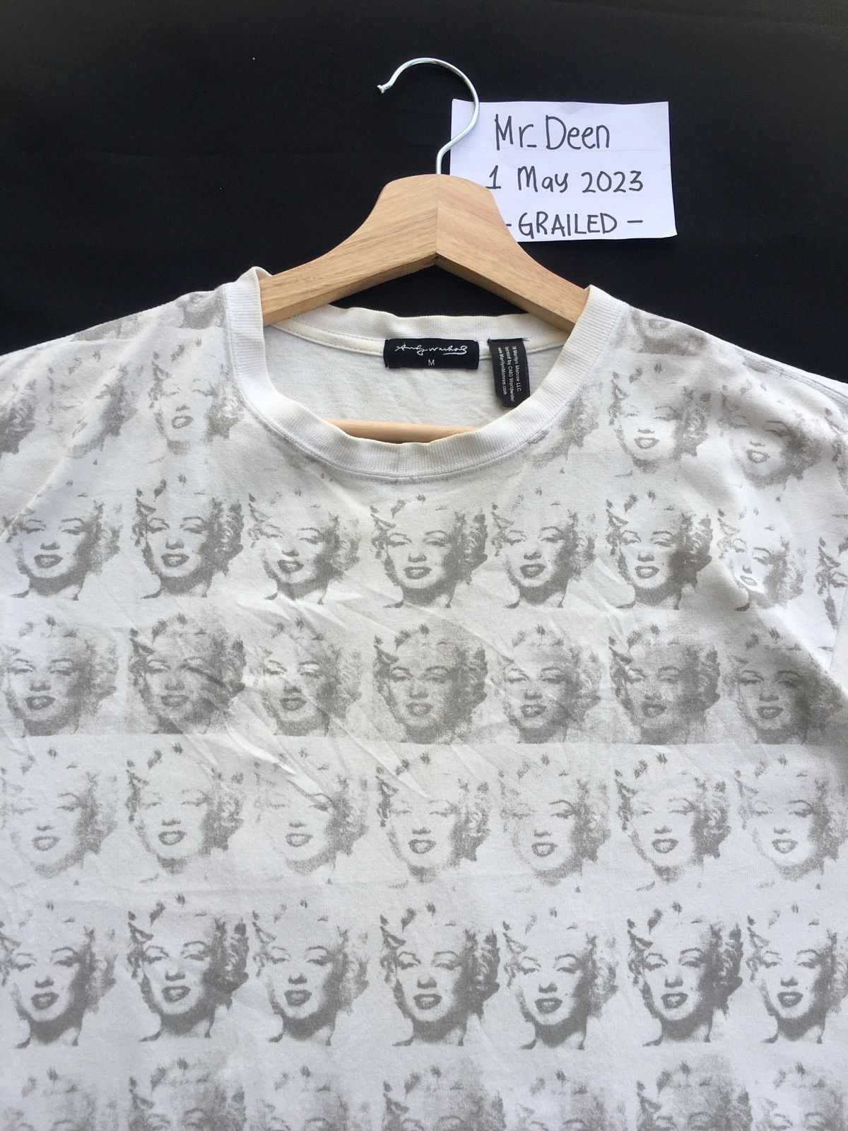 image of Andy Warhol Marilyn Monroe Prints Allover Tshirt in White, Men's (Size Medium)