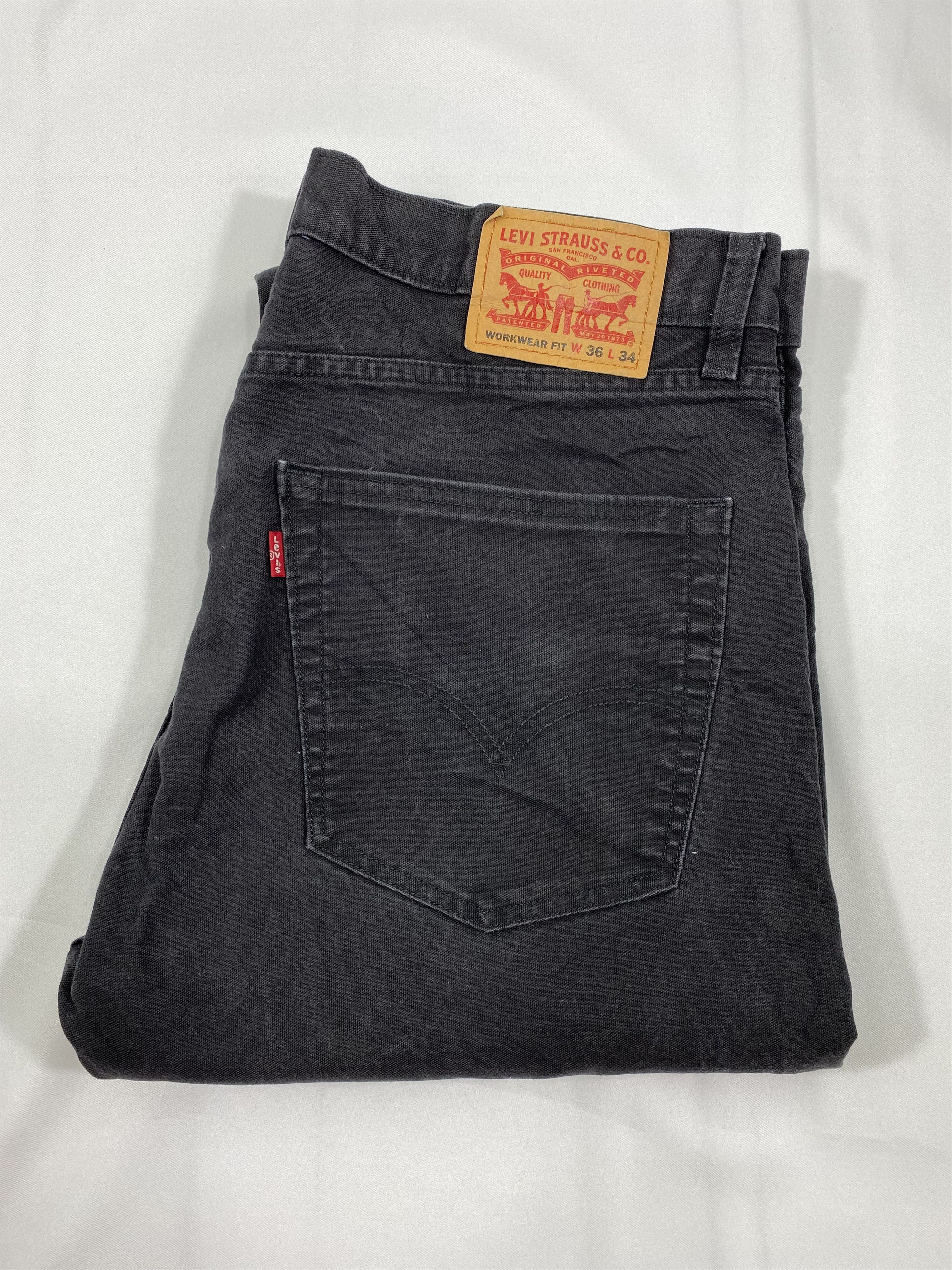 Vintage Levi`s Jeans Workwear Fit Black Denim 36x34