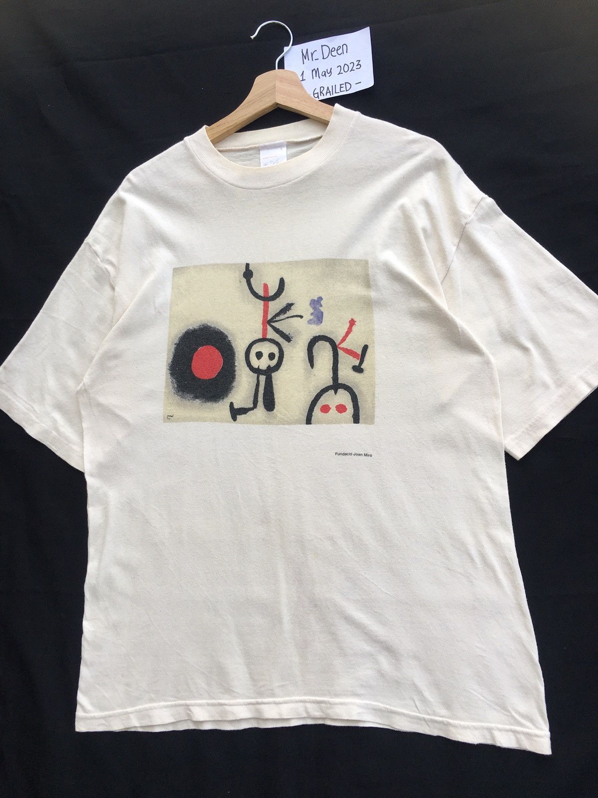 Vintage Vtg 1990s Art T-shirt Fundacio Joan Miro Abstracts Tshirt Size US L / EU 52-54 / 3 - 3 Thumbnail