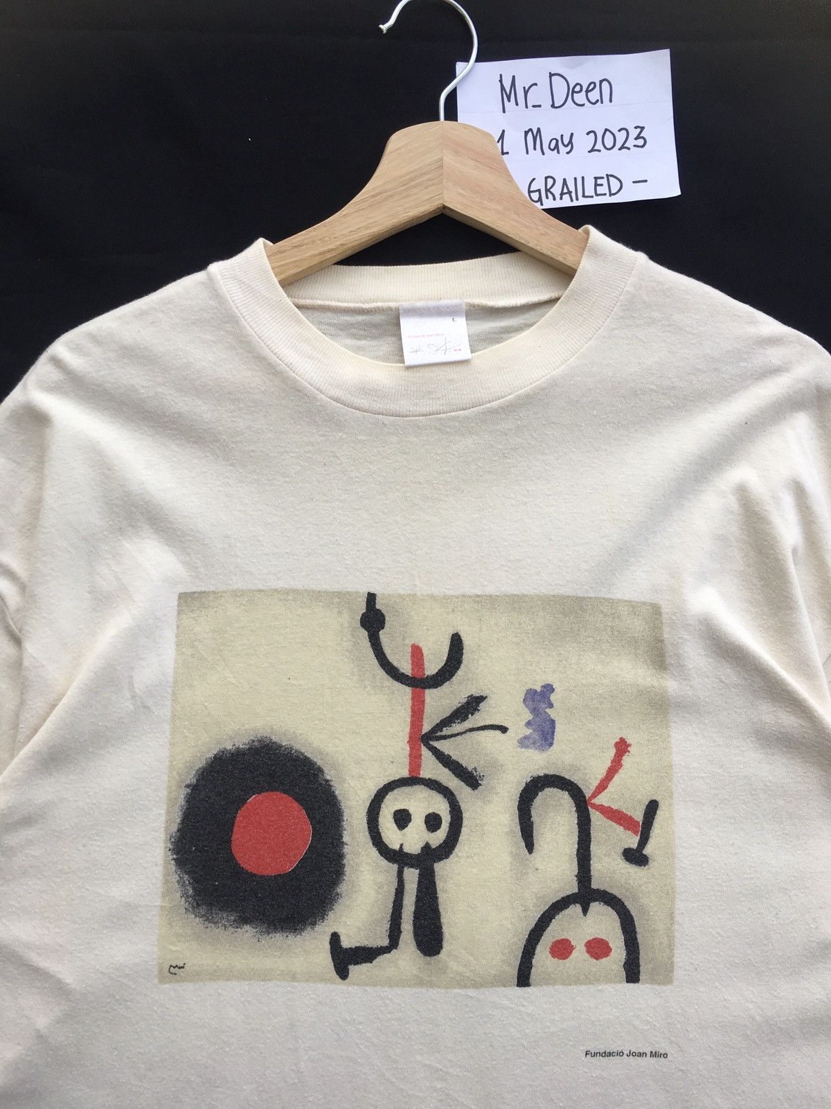 Vintage Vtg 1990s Art T-shirt Fundacio Joan Miro Abstracts Tshirt Size US L / EU 52-54 / 3 - 6 Thumbnail