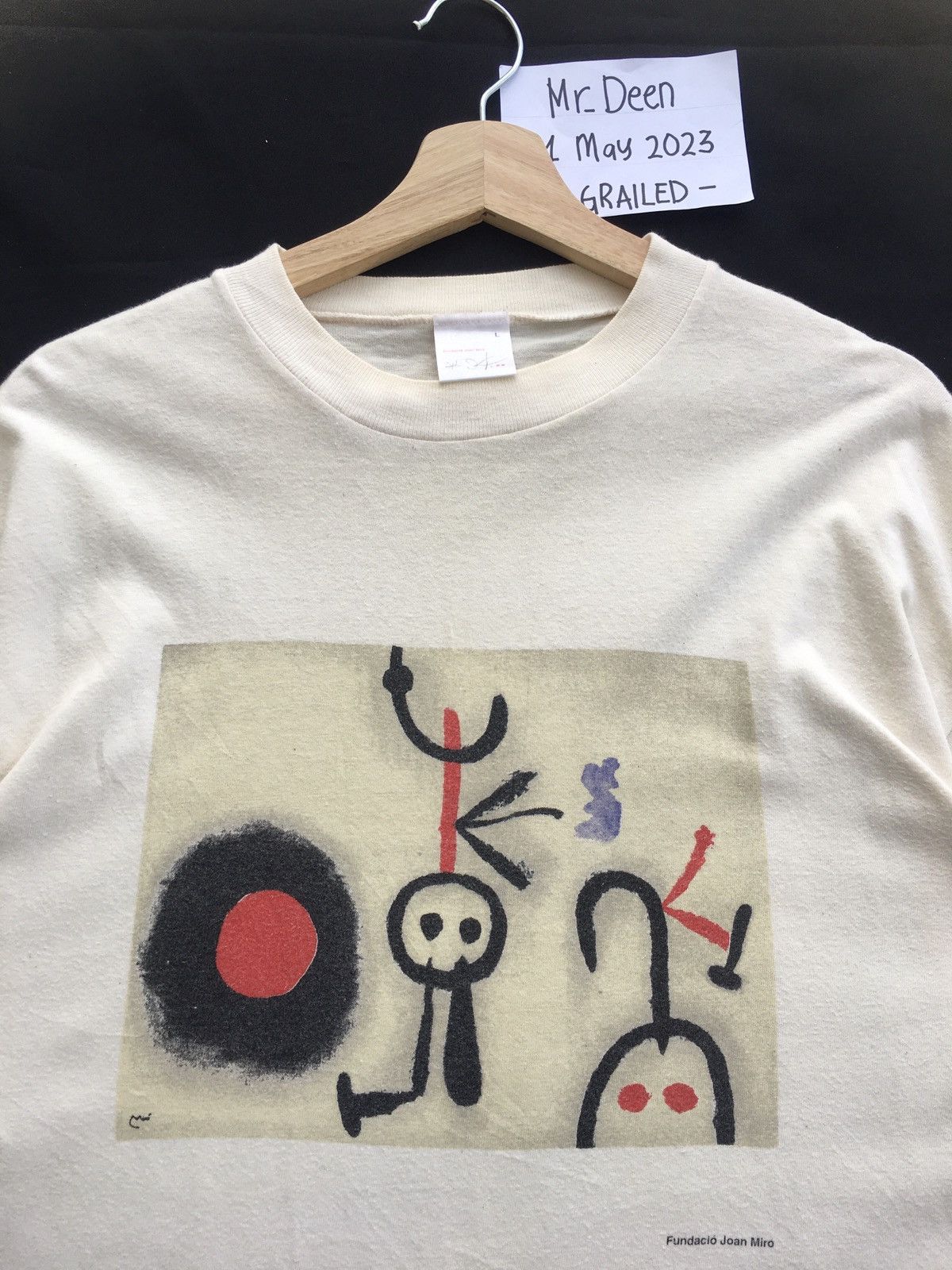 Vintage Vtg 1990s Art T-shirt Fundacio Joan Miro Abstracts Tshirt Size US L / EU 52-54 / 3 - 5 Thumbnail