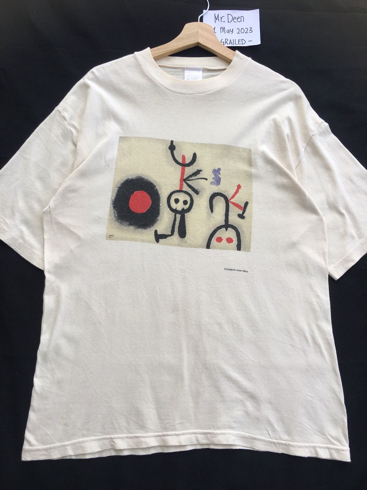 Vintage Vtg 1990s Art T-shirt Fundacio Joan Miro Abstracts Tshirt Size US L / EU 52-54 / 3 - 4 Thumbnail