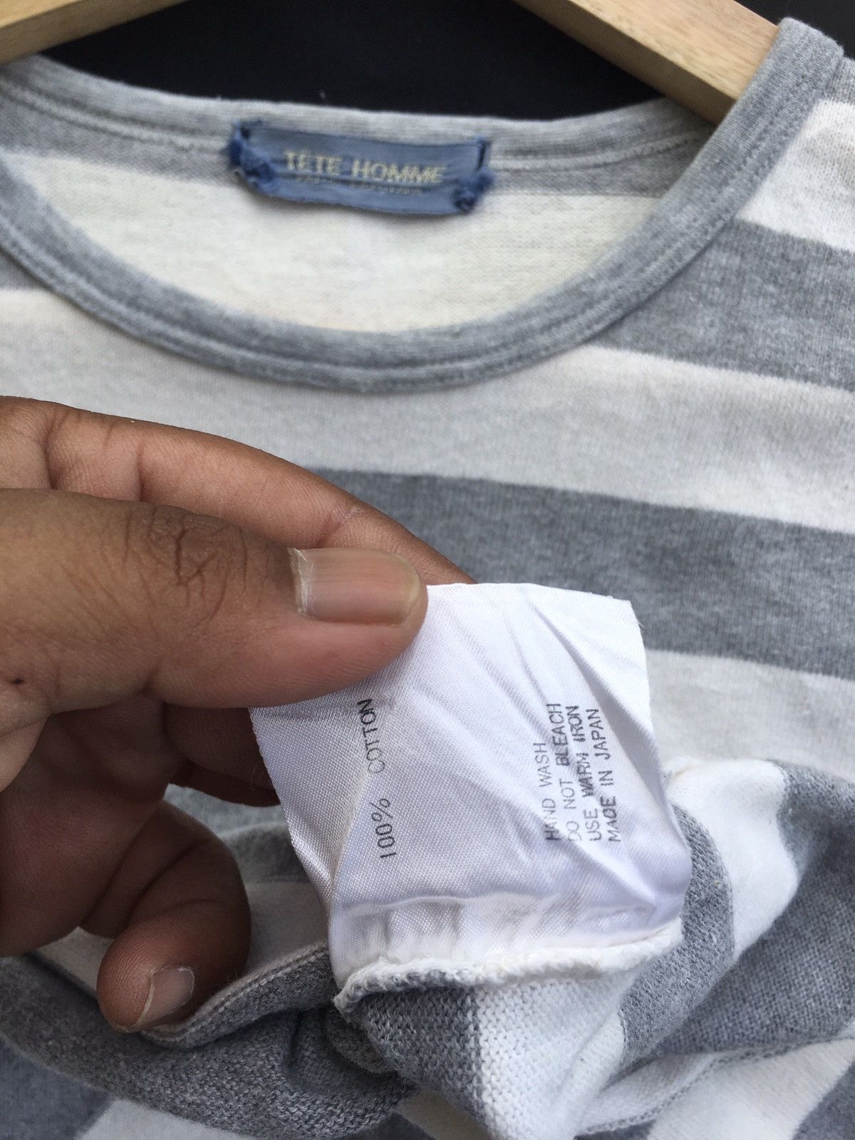 Issey Miyake Vintage Tete Homme by Issey Miyake Stripes Grey Tshirt Size US M / EU 48-50 / 2 - 10 Thumbnail