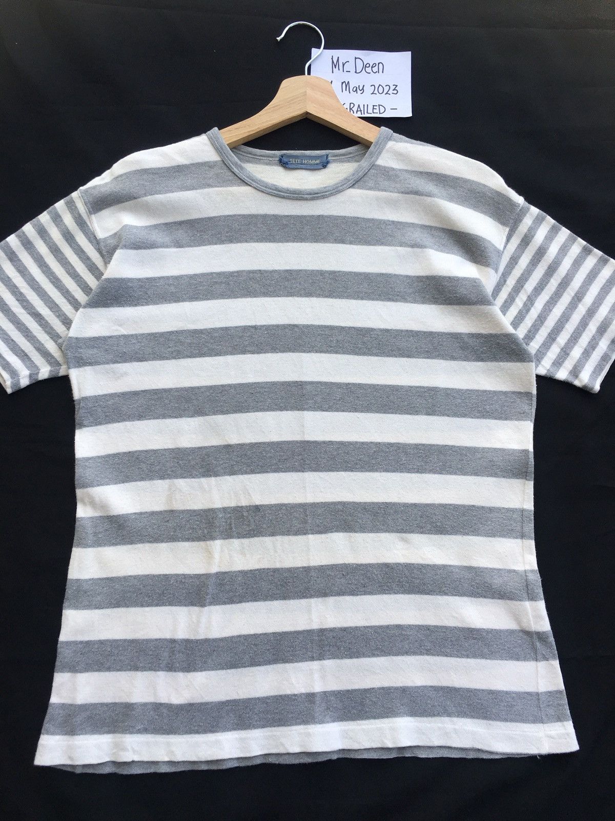Issey Miyake Vintage Tete Homme by Issey Miyake Stripes Grey Tshirt Size US M / EU 48-50 / 2 - 4 Thumbnail