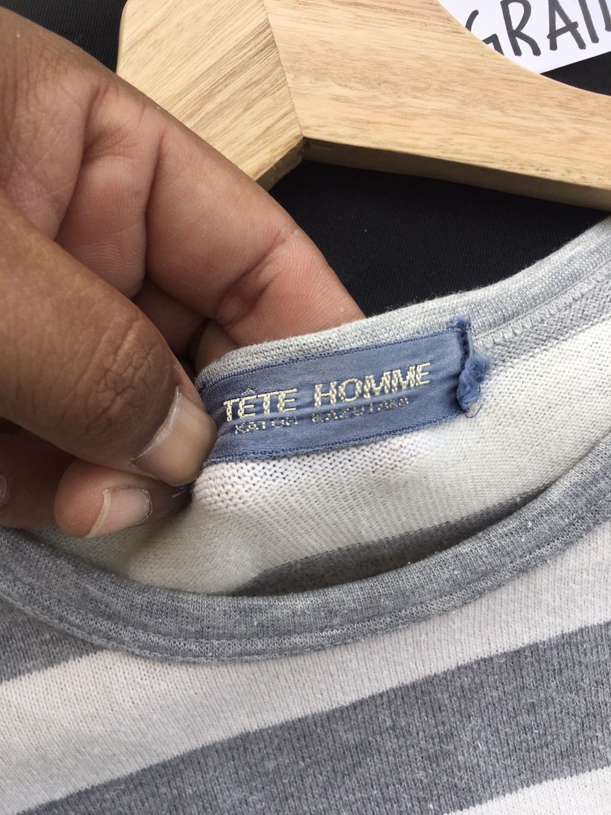 Issey Miyake Vintage Tete Homme by Issey Miyake Stripes Grey Tshirt Size US M / EU 48-50 / 2 - 11 Thumbnail