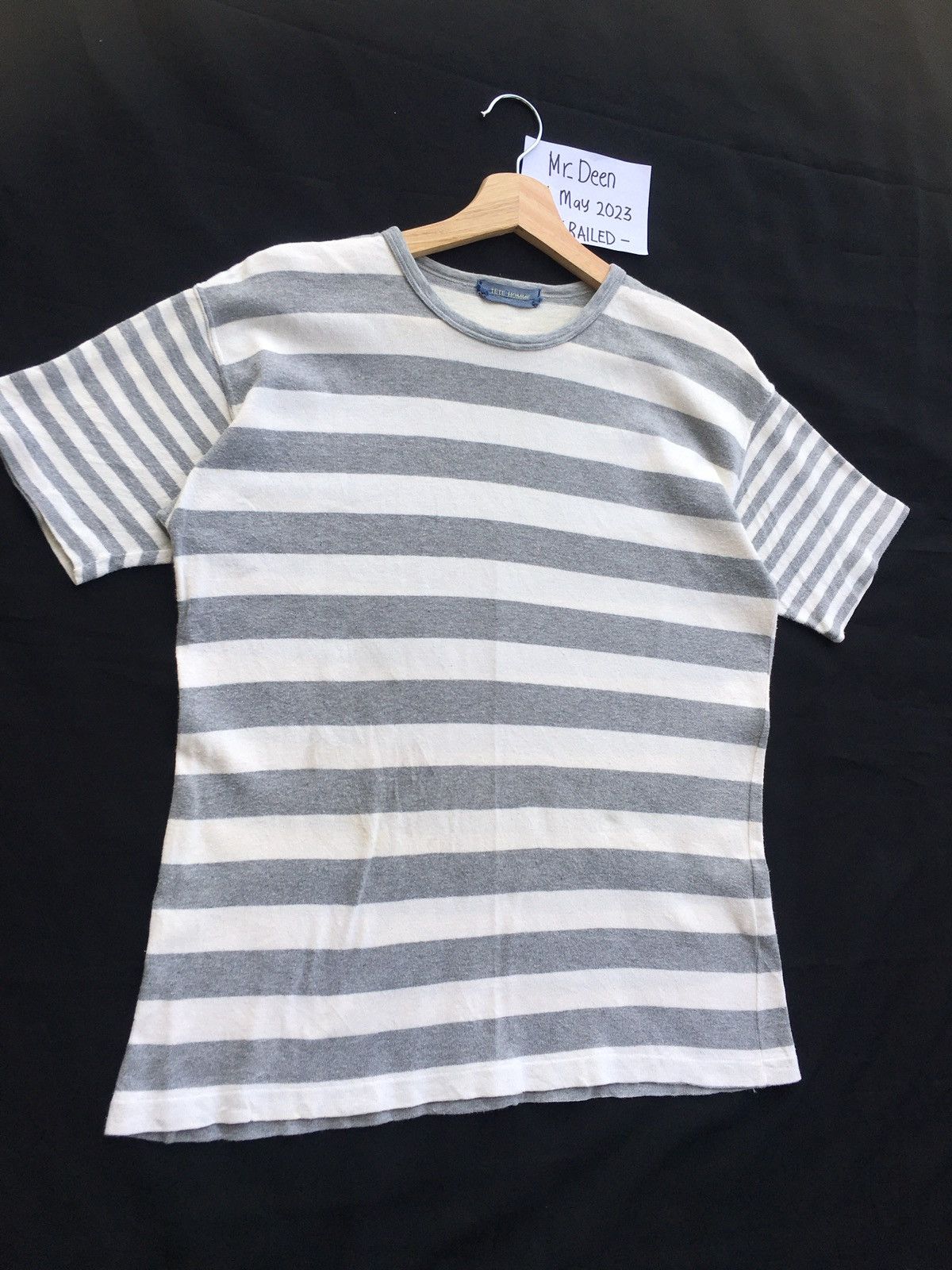 Issey Miyake Vintage Tete Homme by Issey Miyake Stripes Grey Tshirt Size US M / EU 48-50 / 2 - 2 Thumbnail