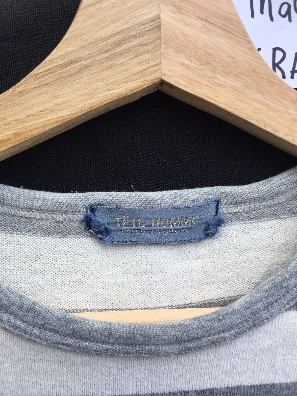 Issey Miyake Vintage Tete Homme by Issey Miyake Stripes Grey Tshirt Size US M / EU 48-50 / 2 - 7 Thumbnail