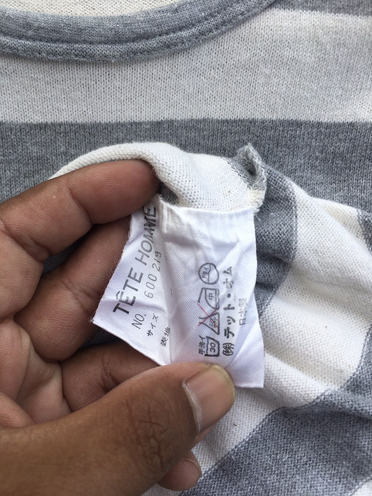 Issey Miyake Vintage Tete Homme by Issey Miyake Stripes Grey Tshirt Size US M / EU 48-50 / 2 - 9 Thumbnail