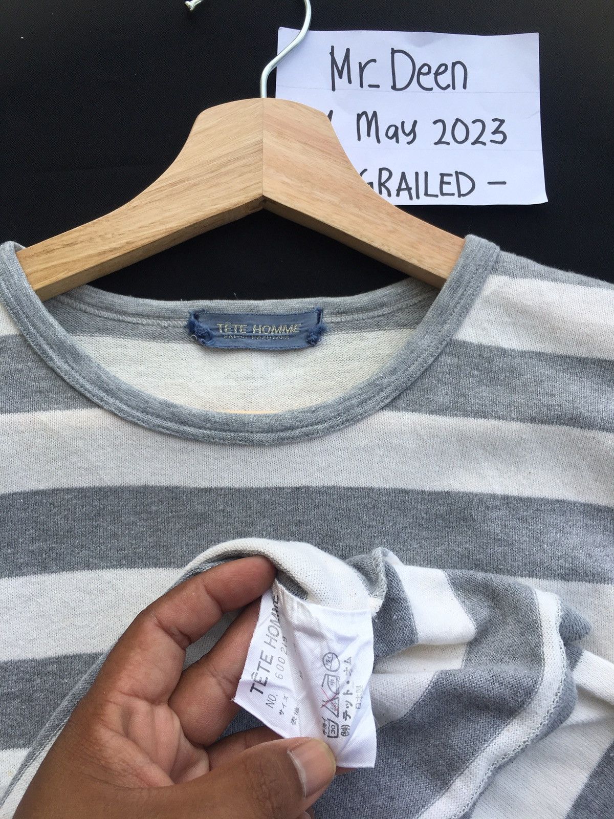 Issey Miyake Vintage Tete Homme by Issey Miyake Stripes Grey Tshirt Size US M / EU 48-50 / 2 - 8 Thumbnail