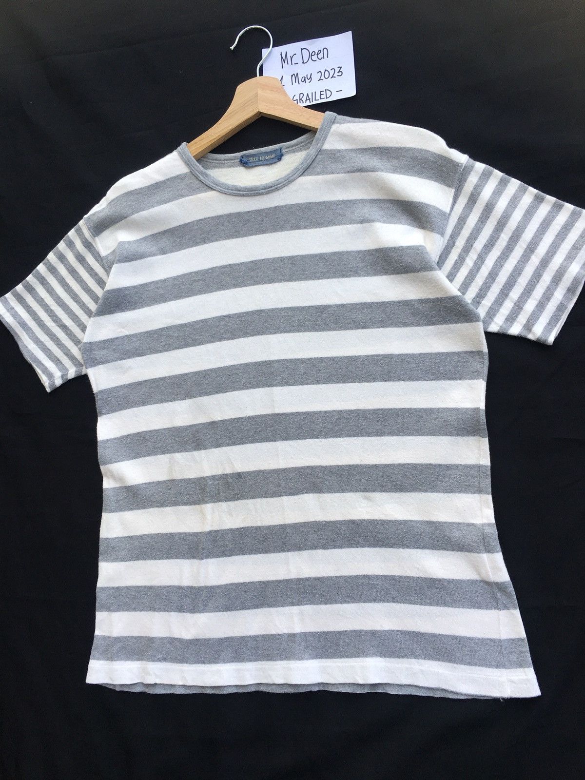 Issey Miyake Vintage Tete Homme by Issey Miyake Stripes Grey Tshirt Size US M / EU 48-50 / 2 - 3 Thumbnail