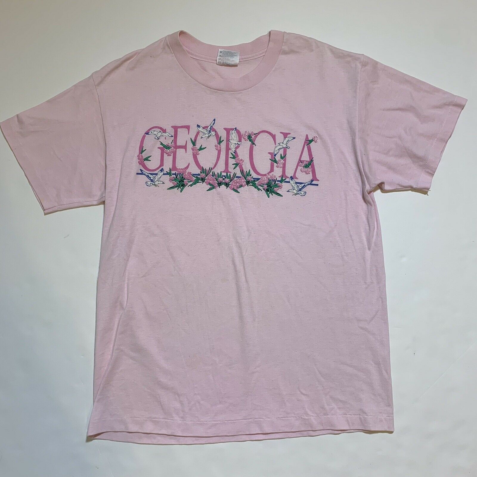 Vintage Vintage 90s Georgia Single Stitch 50/50 Pink T-Shirt Medium Size US M / EU 48-50 / 2 - 12 Thumbnail