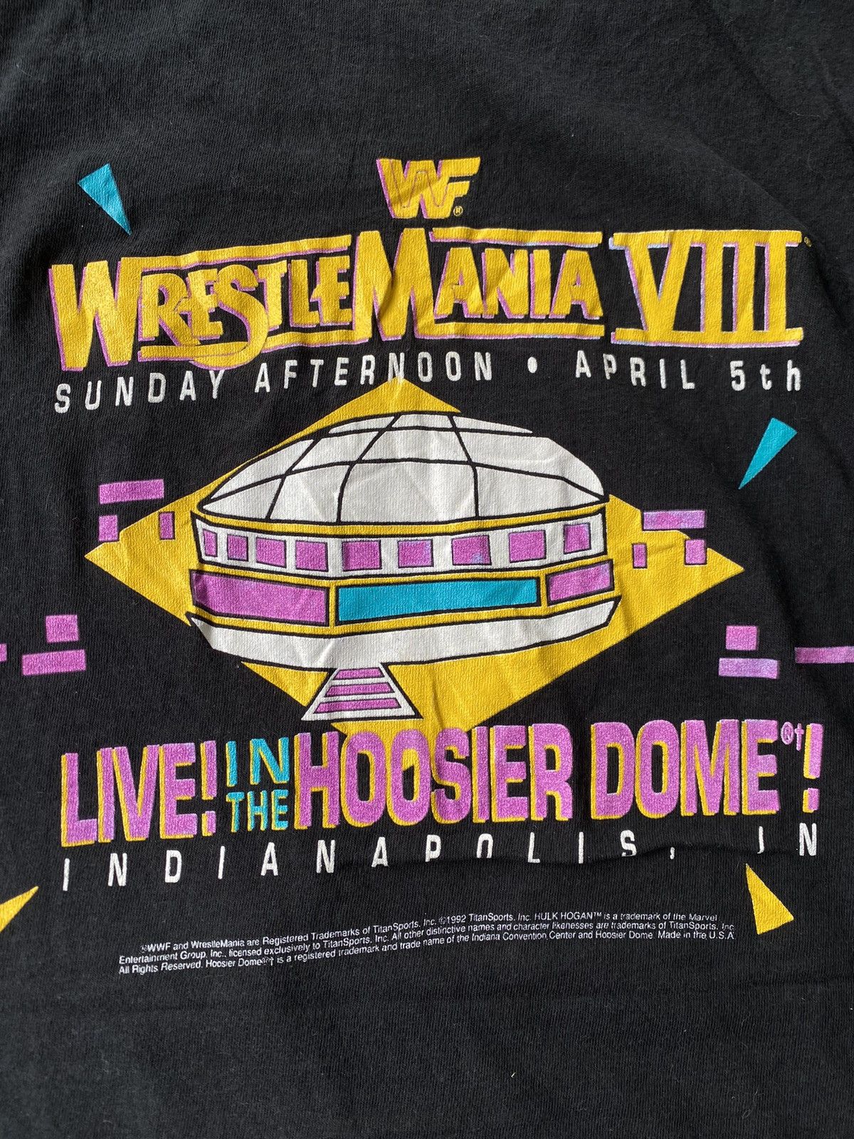 Vintage Vintage Rare 1992 WWF Wrestlemania 8 Wrestling T-Shirt Size US XL / EU 56 / 4 - 5 Thumbnail