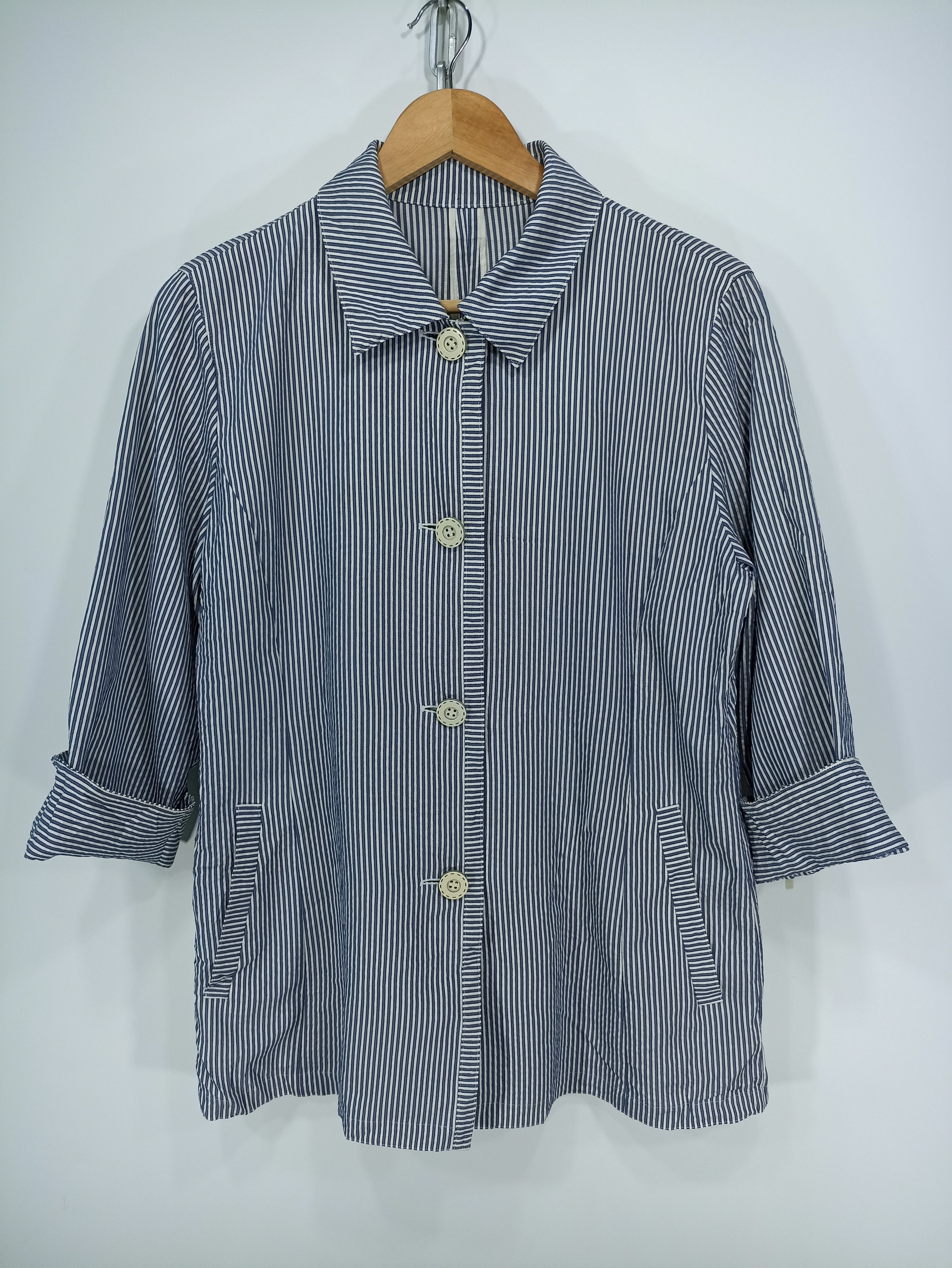 Image of Vintage Leilian Hickory Stripe Button Up, Men's (Size Small)