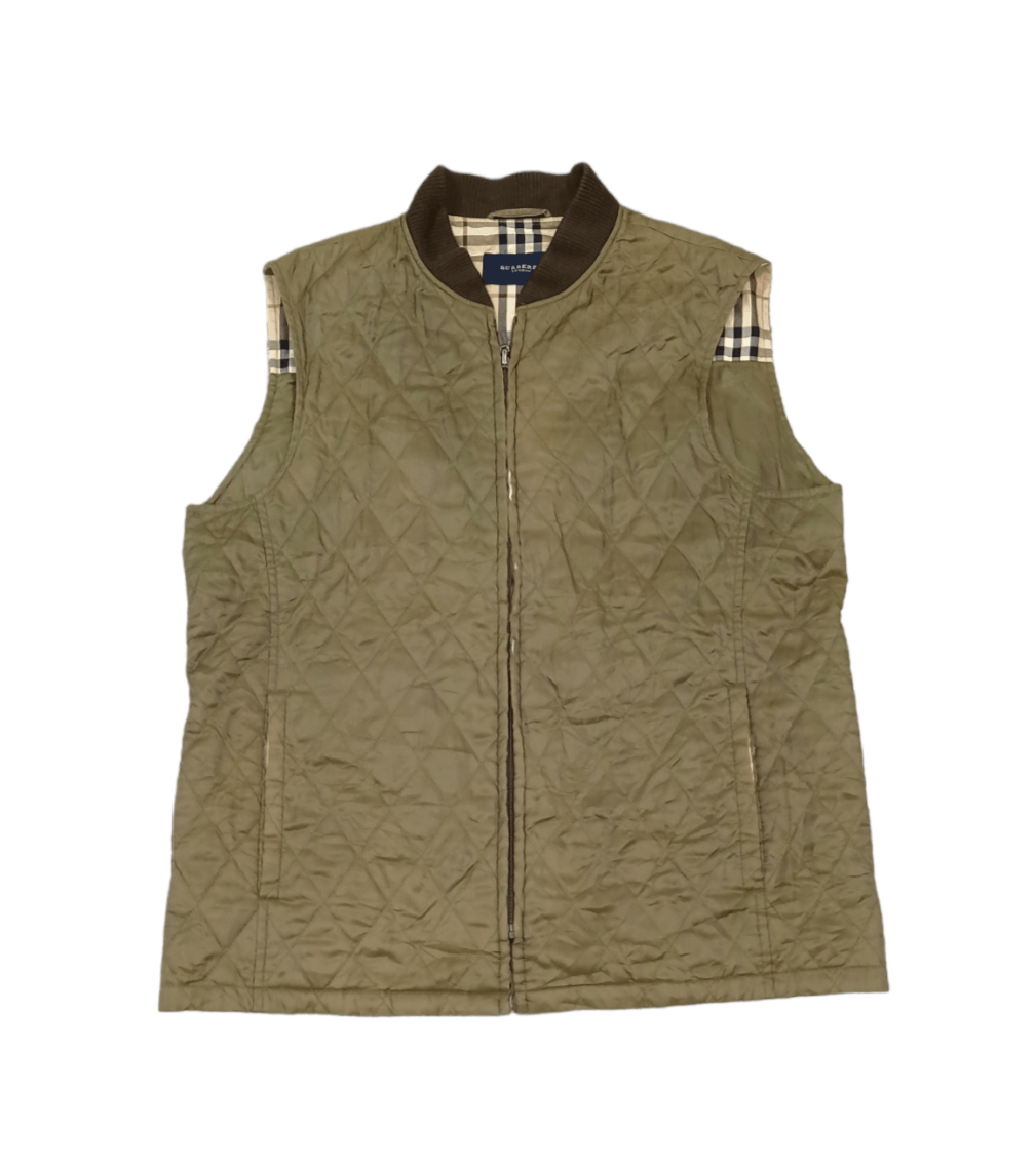 image of Burberry London Quilted Vest Jacket in Green, Men's (Size XL)