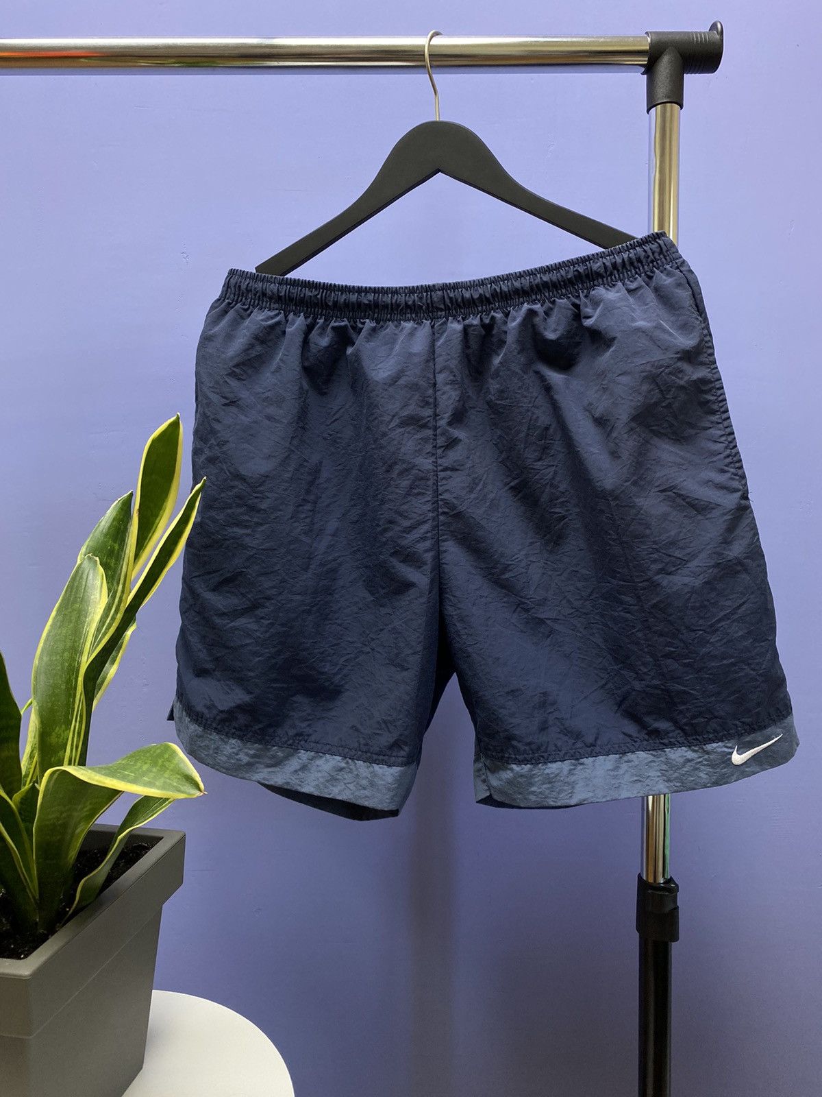 Nike × Vintage Vintage 90s Nike Blue Shorts Size XL Size US 34 / EU 50 - 1 Thumbnail