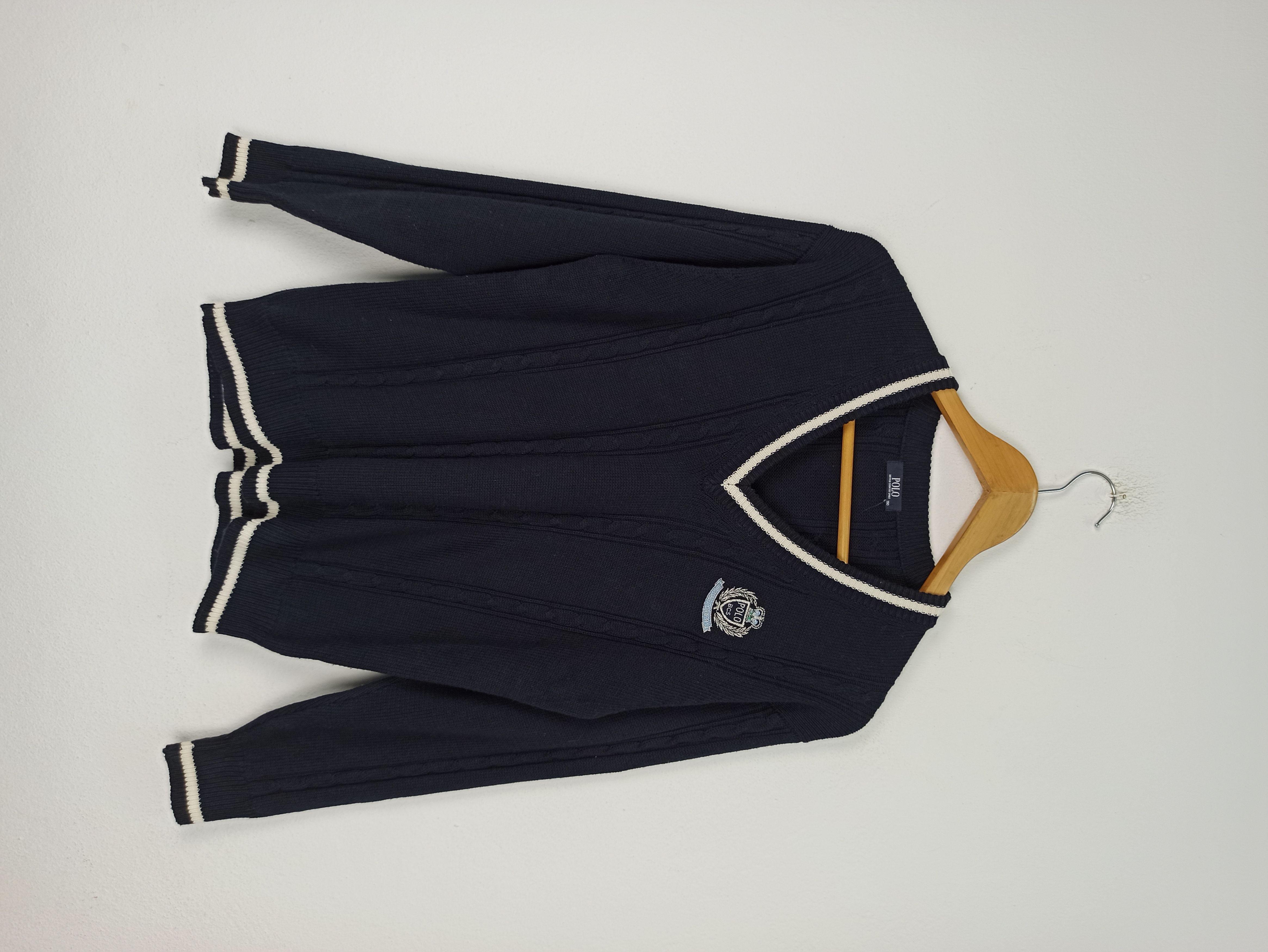 image of Aran Isles Knitwear x British Remains Polo British Country Spirit Bcs Knitwear Check (C44) in Navy 