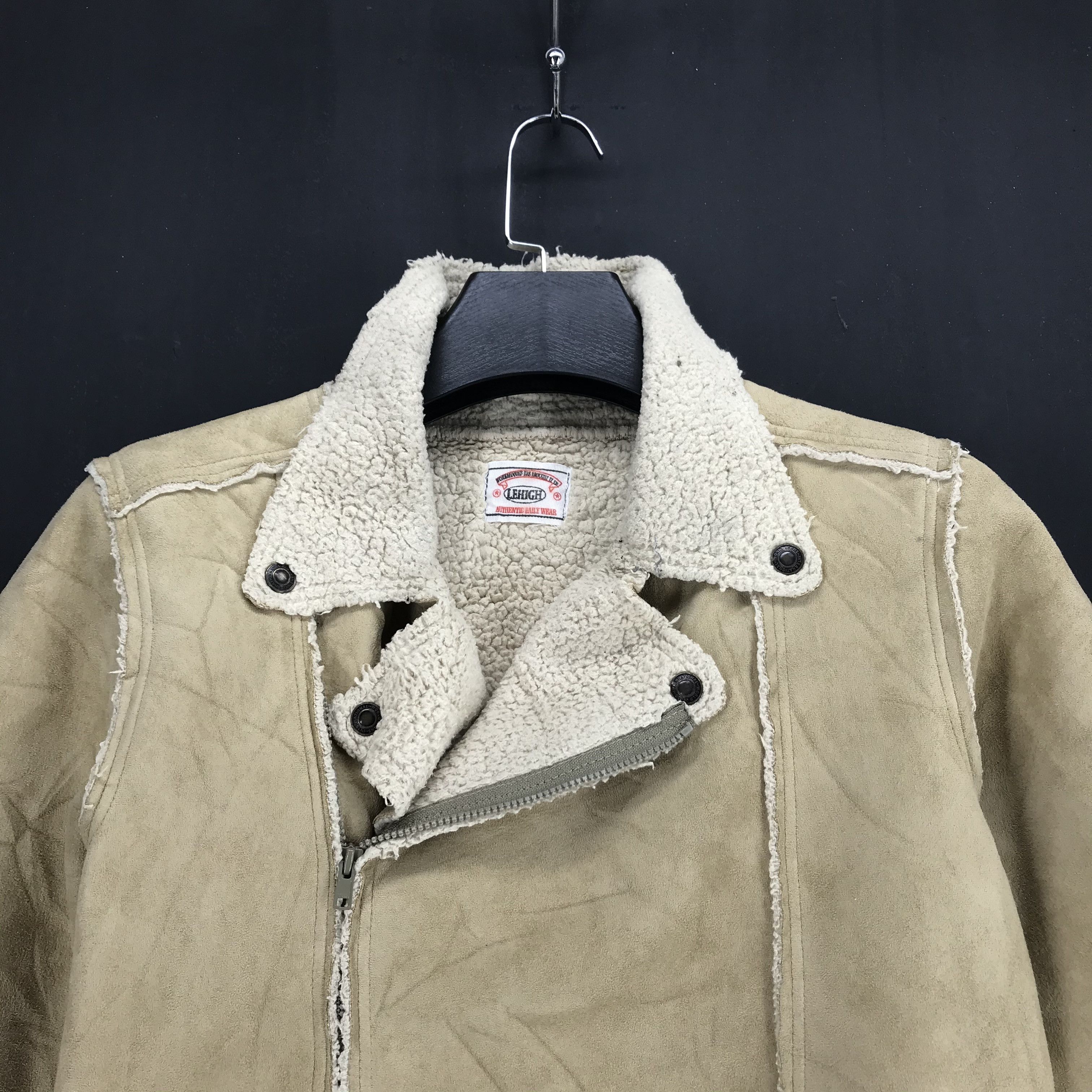 Japanese Brand Lehigh LH9-25 Suede Leather Shearling Jacket #2521-98 Size US S / EU 44-46 / 1 - 2 Thumbnail