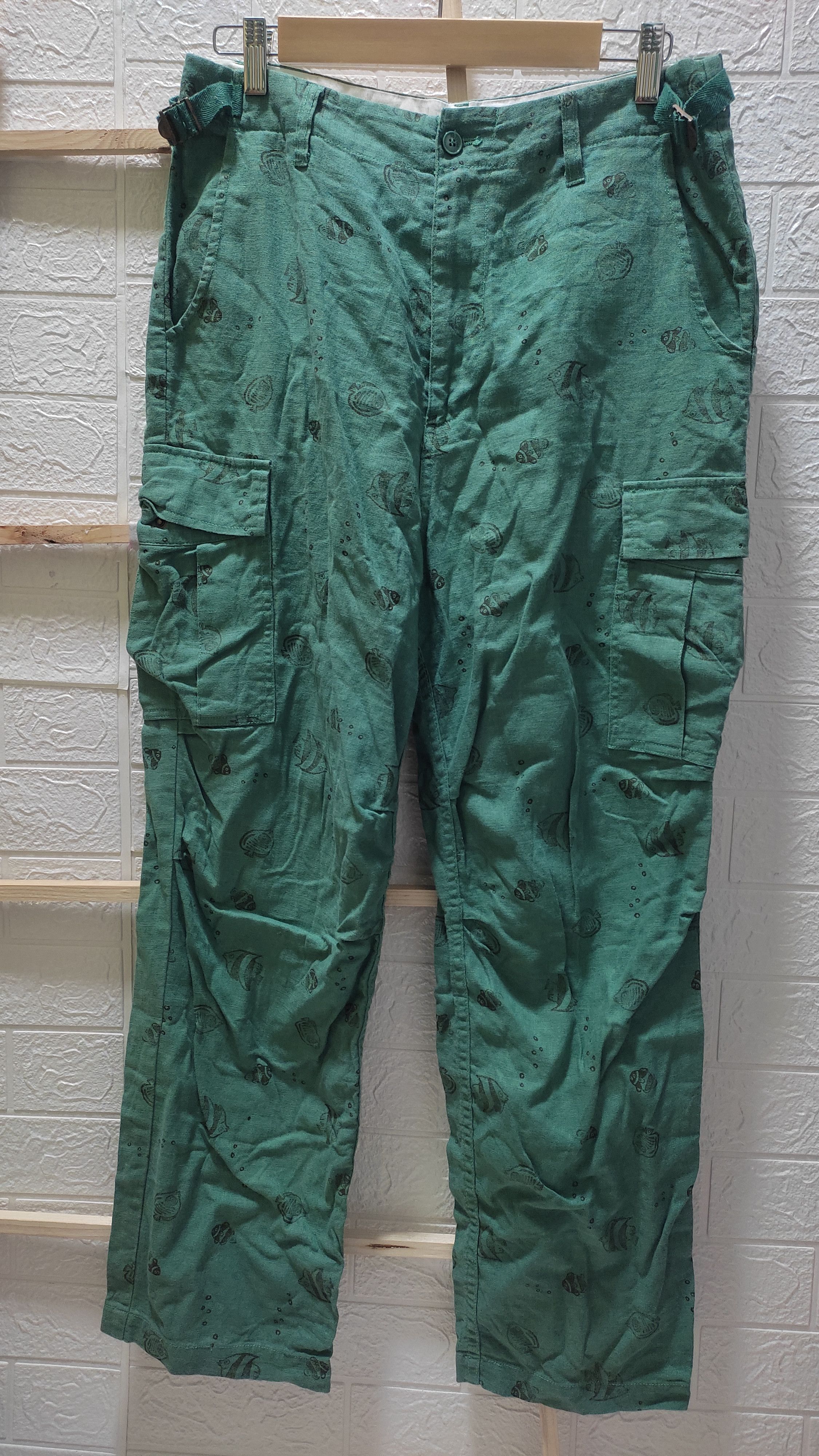 Issey Miyake × Ne-Net Cargo linen cotton fish print Size US 32 / EU 48 - 2 Thumbnail
