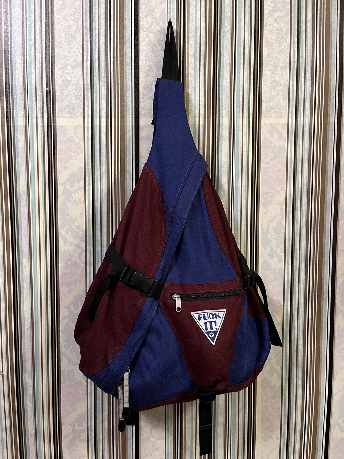 image of Hysteric Glamour Fuck It ! OG Crossbody Backpack D2 in Blue, Men's