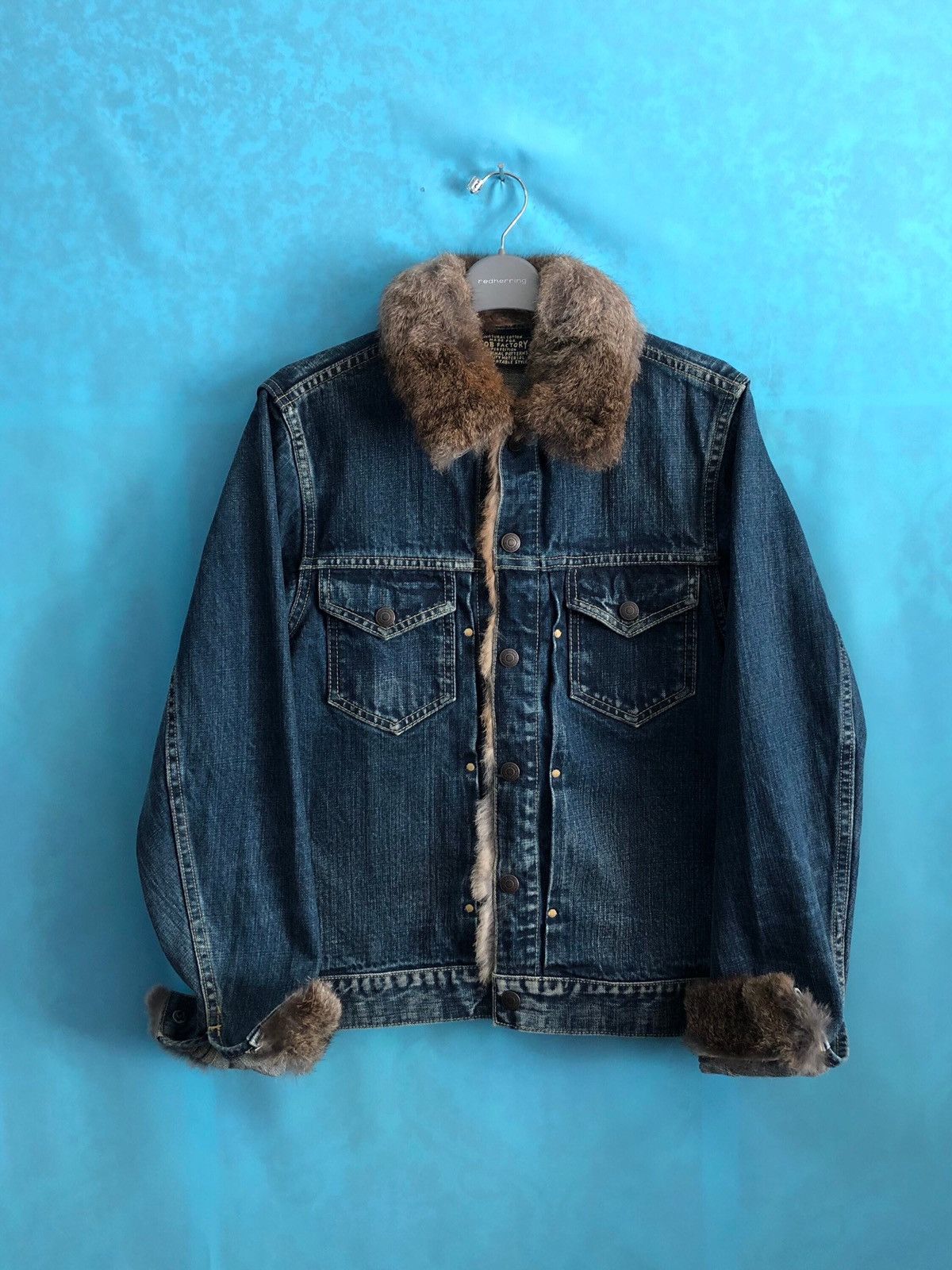 image of F O B Factory x Fob Factory Trucker Fur Indigo 1197, Men's (Size Medium)