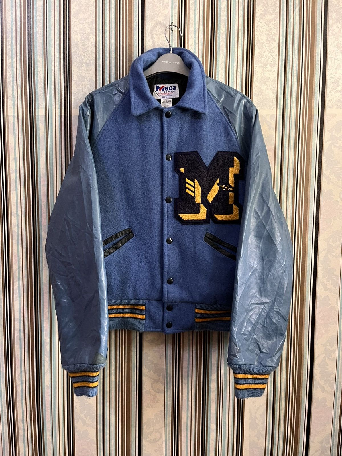 image of Varsity x Varsity Jacket 80's Meca Sportswear Letterman C1 in Blue, Men's (Size Small)