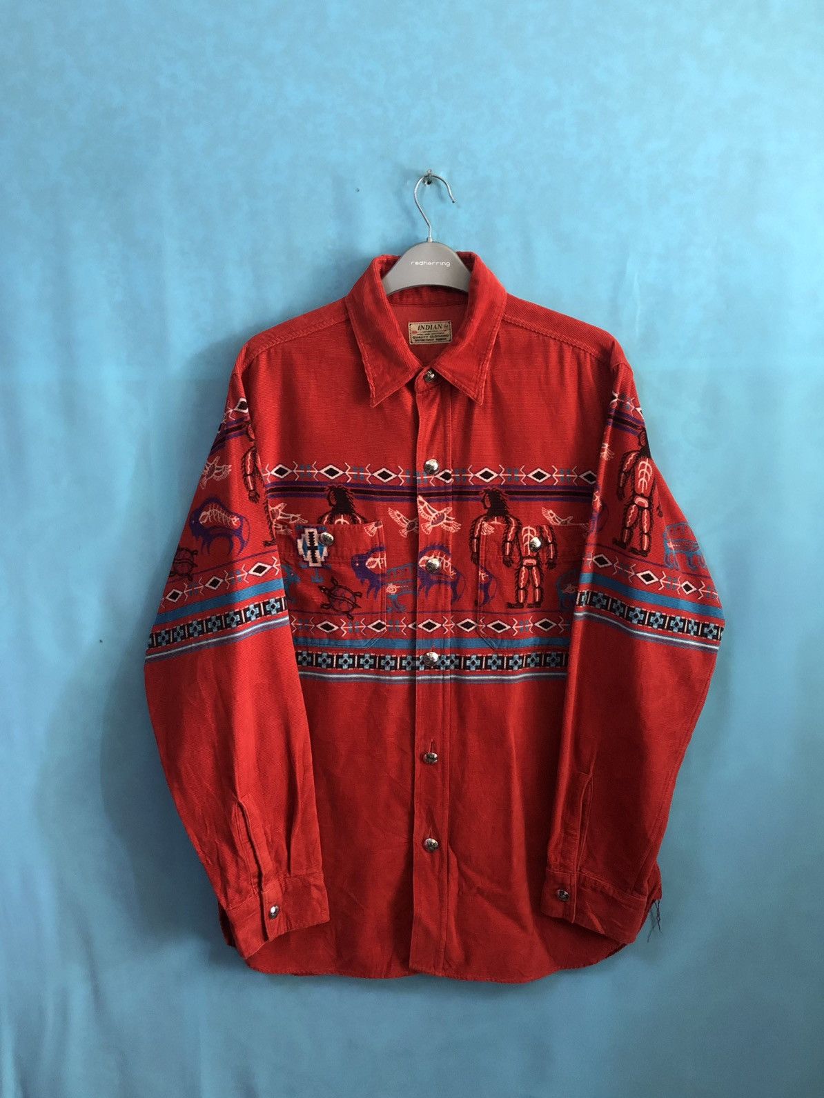 image of Indian Motercycles x Toyo Enterprises Maya Indians Trad Corduroy A6 in Red, Men's (Size Medium)