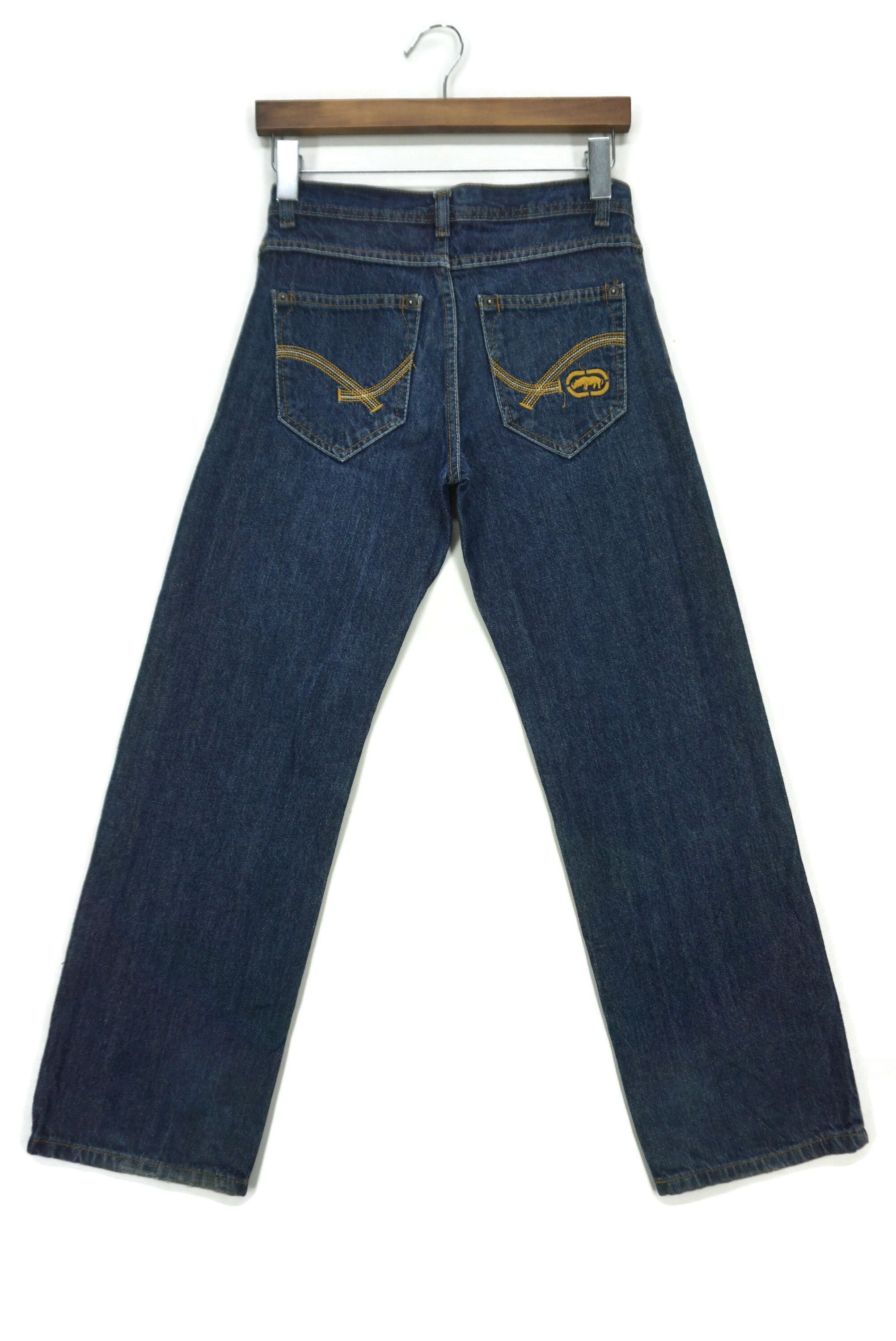 image of Ecko Unltd x Marc Ecko Baggy Jeans Mid Rise Tapered Hip Hop Skate Embroidered Logo in Blue, Women's