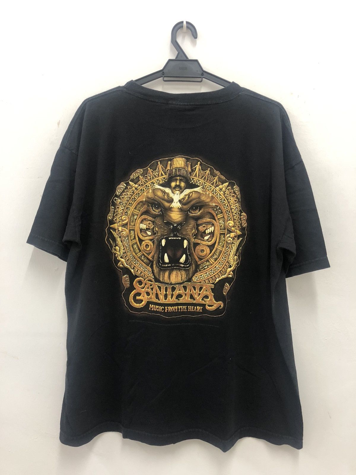 image of Band Tees x Rock T Shirt Vintage Santana De Aztlan Music From The Heart Tee in Black (Size XL)